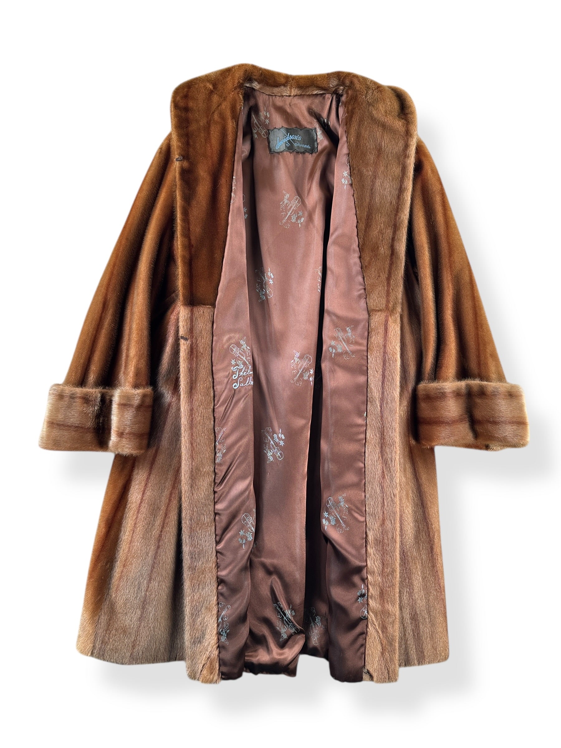 Inside of Vintage 60s Fur Coat SZ XXL AS IS