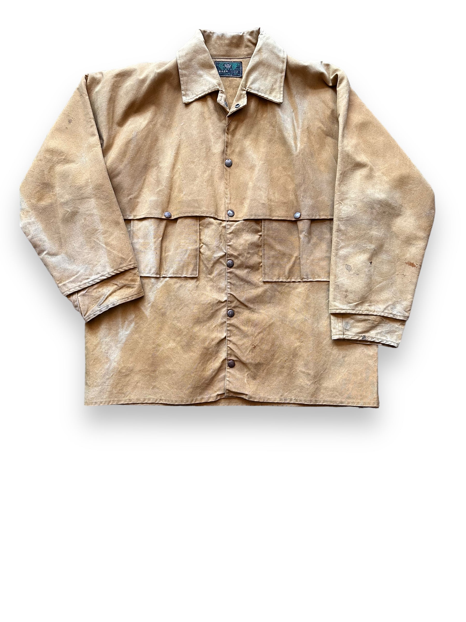 Front View of Vintage Black Bear Rain Tite Jacket SZ XL | Black Bear Brand Workwear | Seattle Vintage Workwear