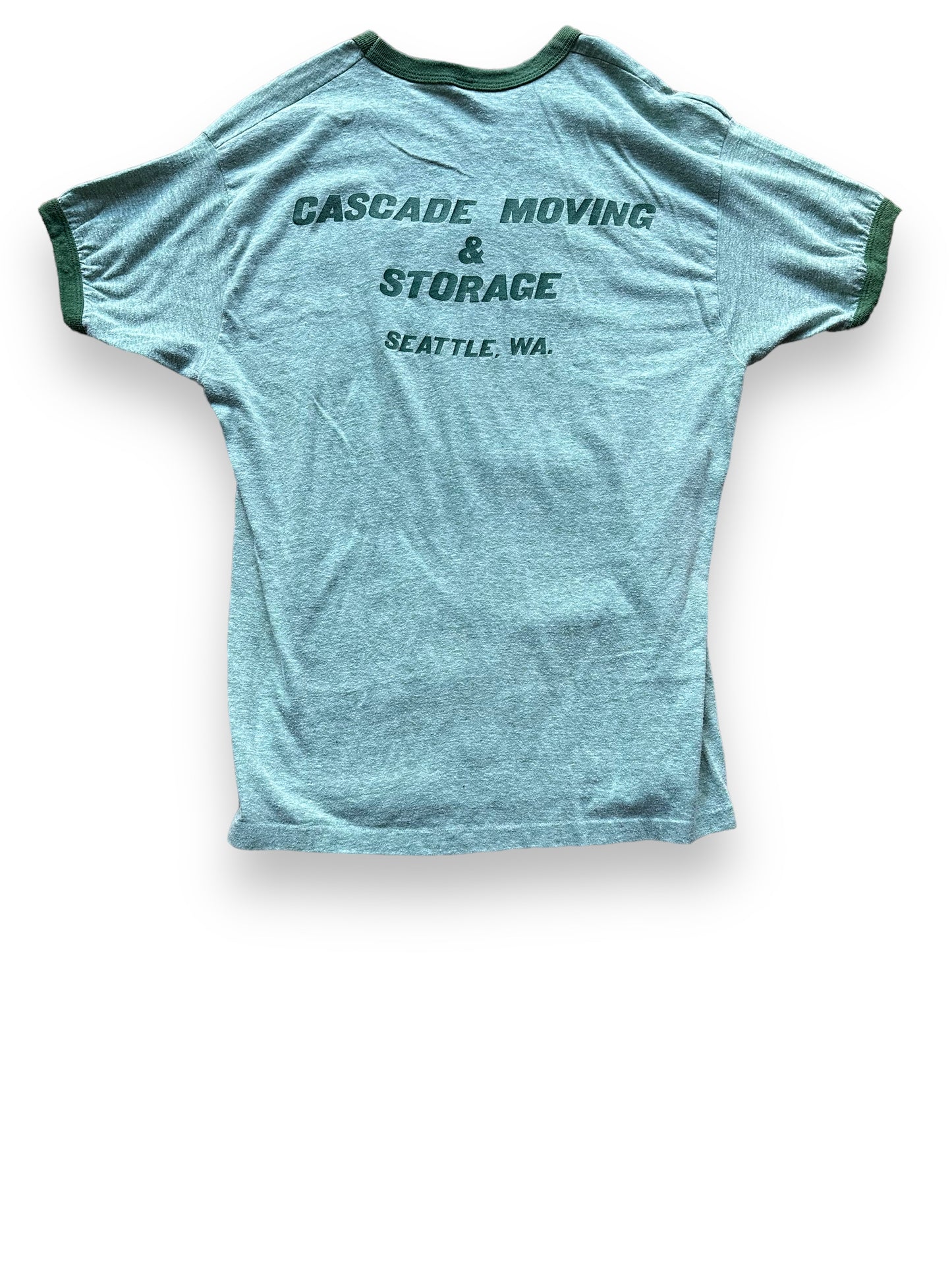 Rear View of Vintage Cascade Moving Green Ringer Tee SZ XL | Vintage Graphic T-Shirts Seattle | Barn Owl Vintage Tees Seattle