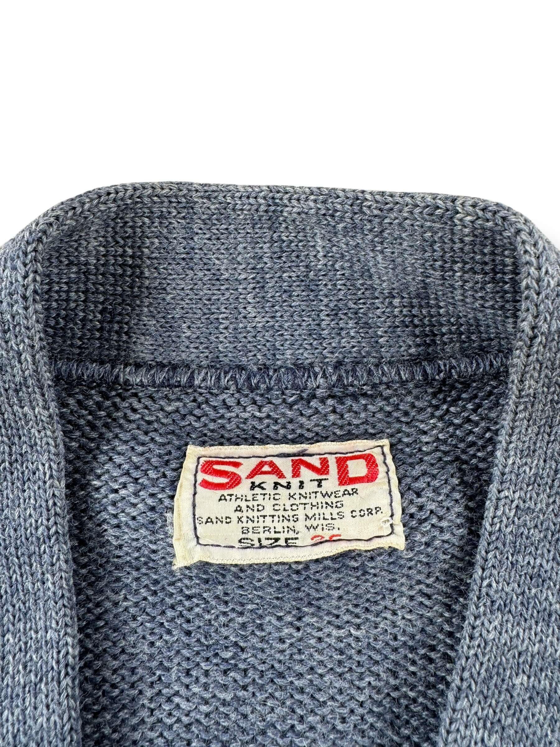 Tag on Vintage Sandknit Letterman 40s/50s Era Cardigan SZ 36