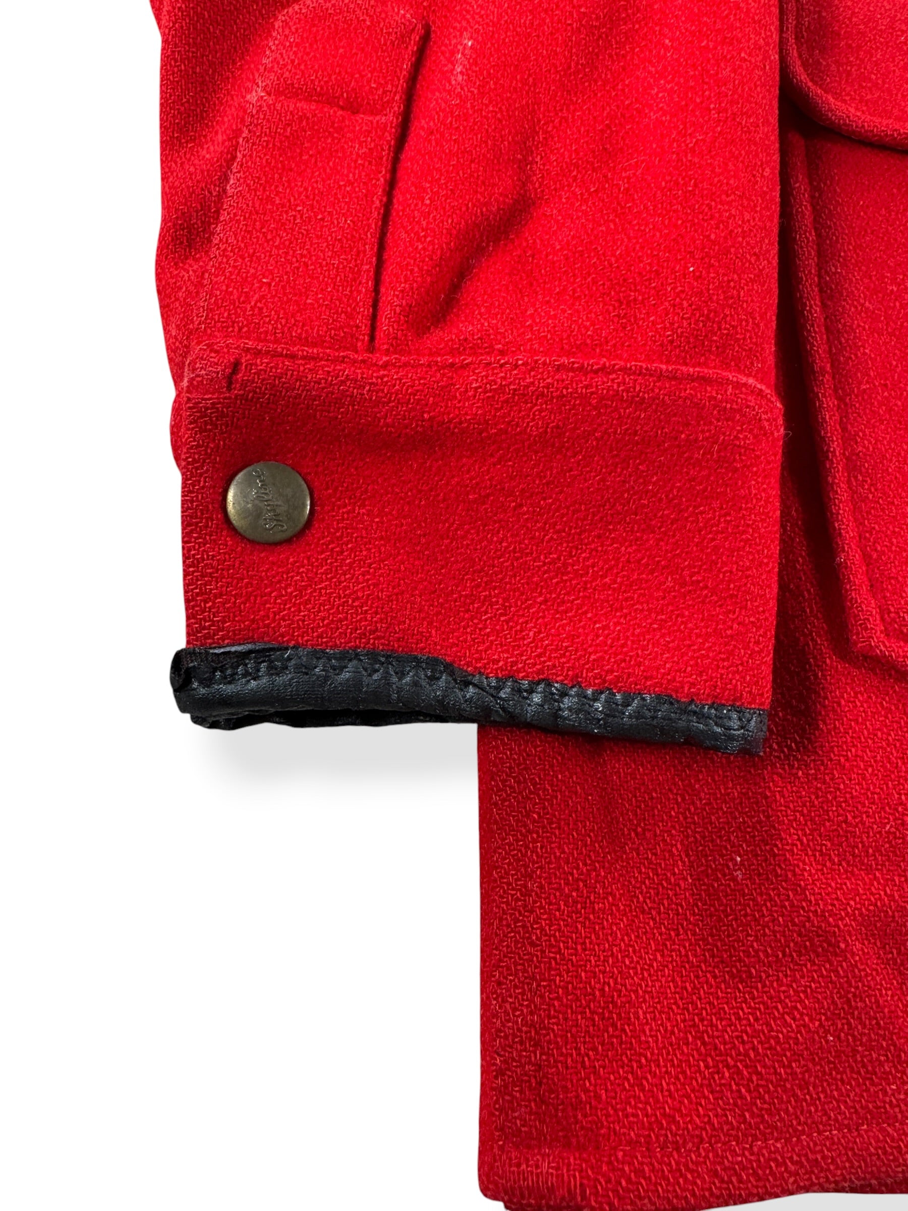 Leather Addition on Vintage Red Wool Skyline Cruiser Jacket SZ L