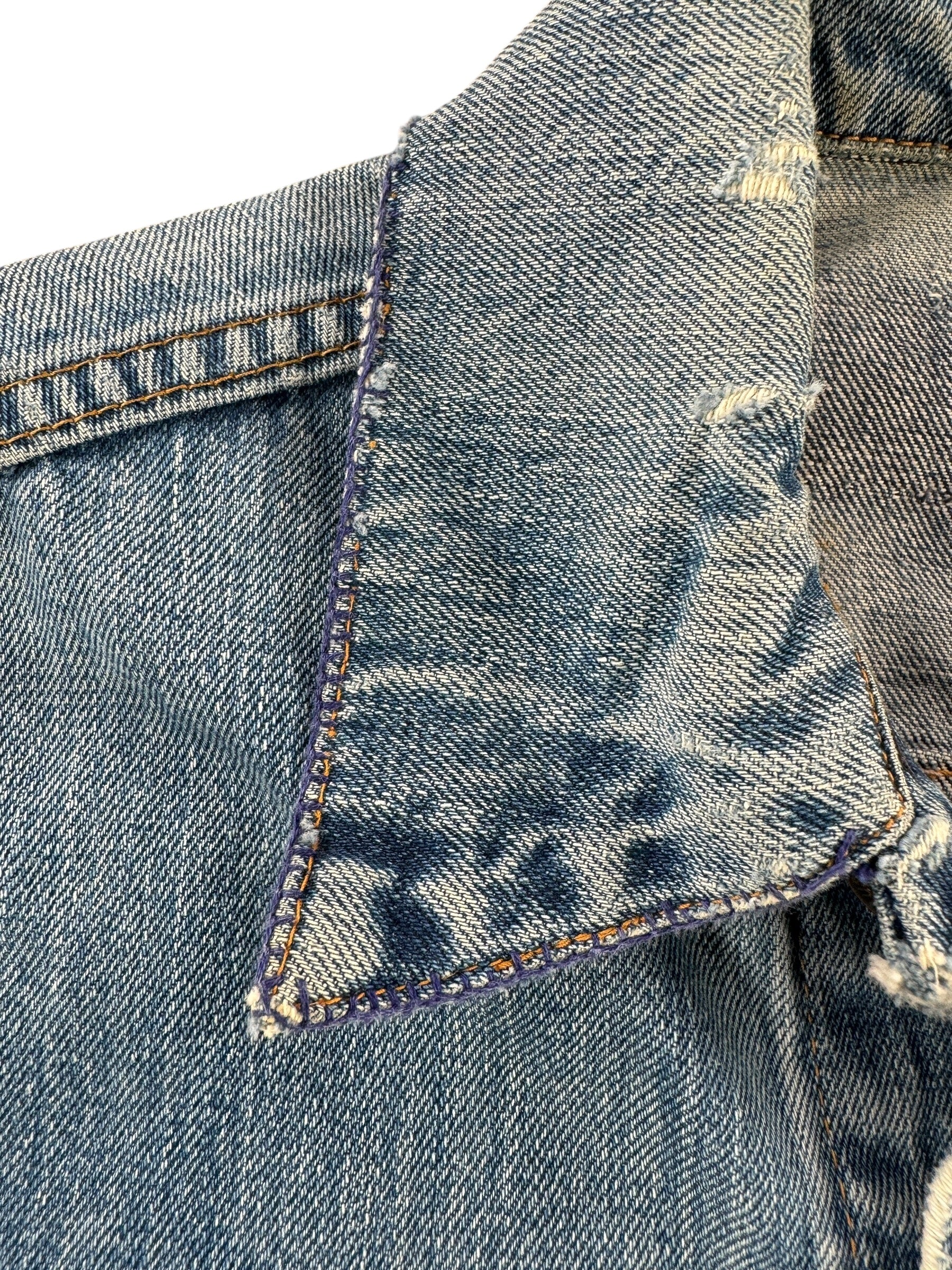 Repaired Collar on Vintage Levis 2 Pocket Trucker Jacket SZ S AS IS