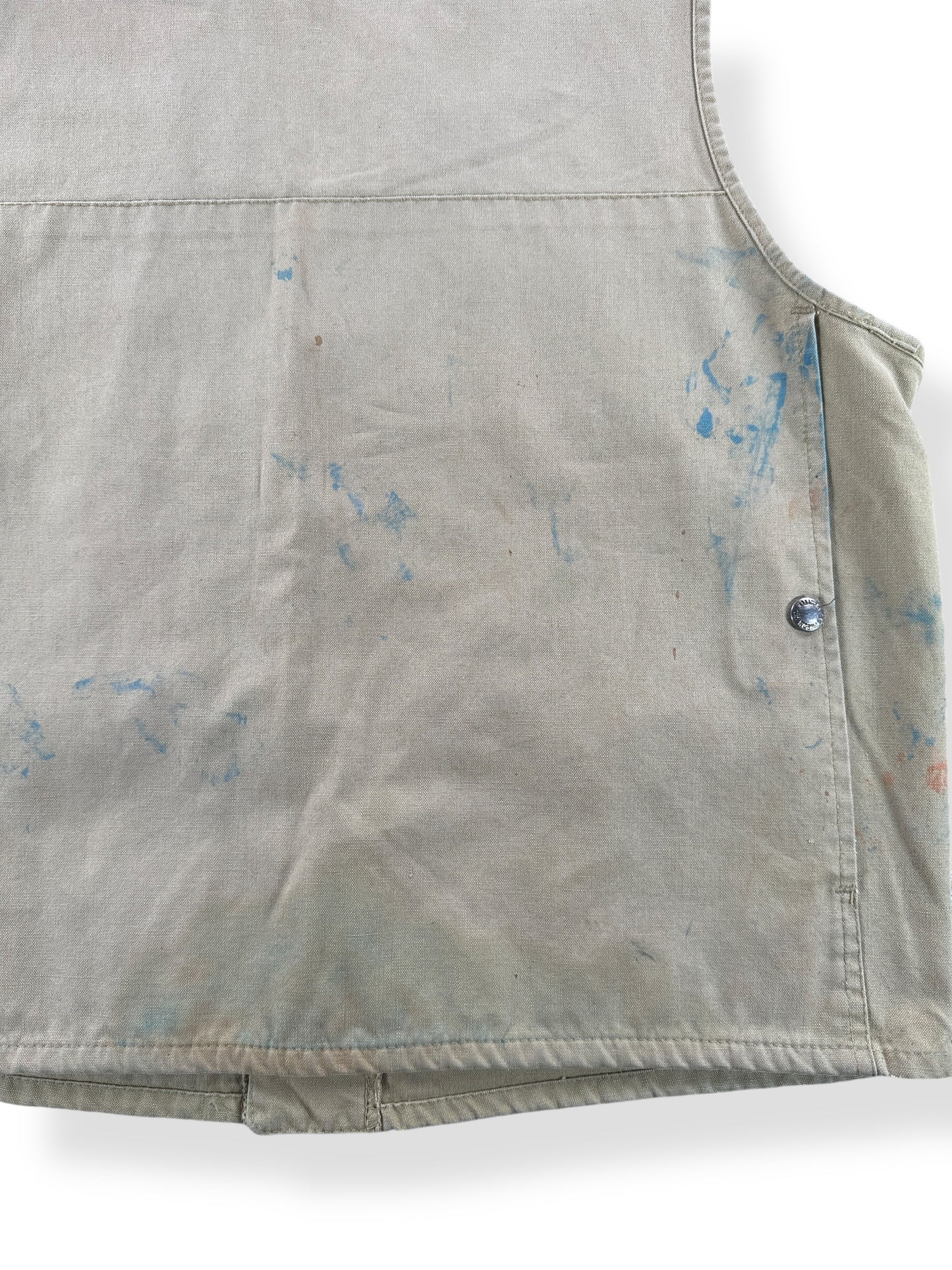 Staining on Vintage Filson Style 8 Tin Cloth Vest W/ Custom Pockets & Grommets SZ 38