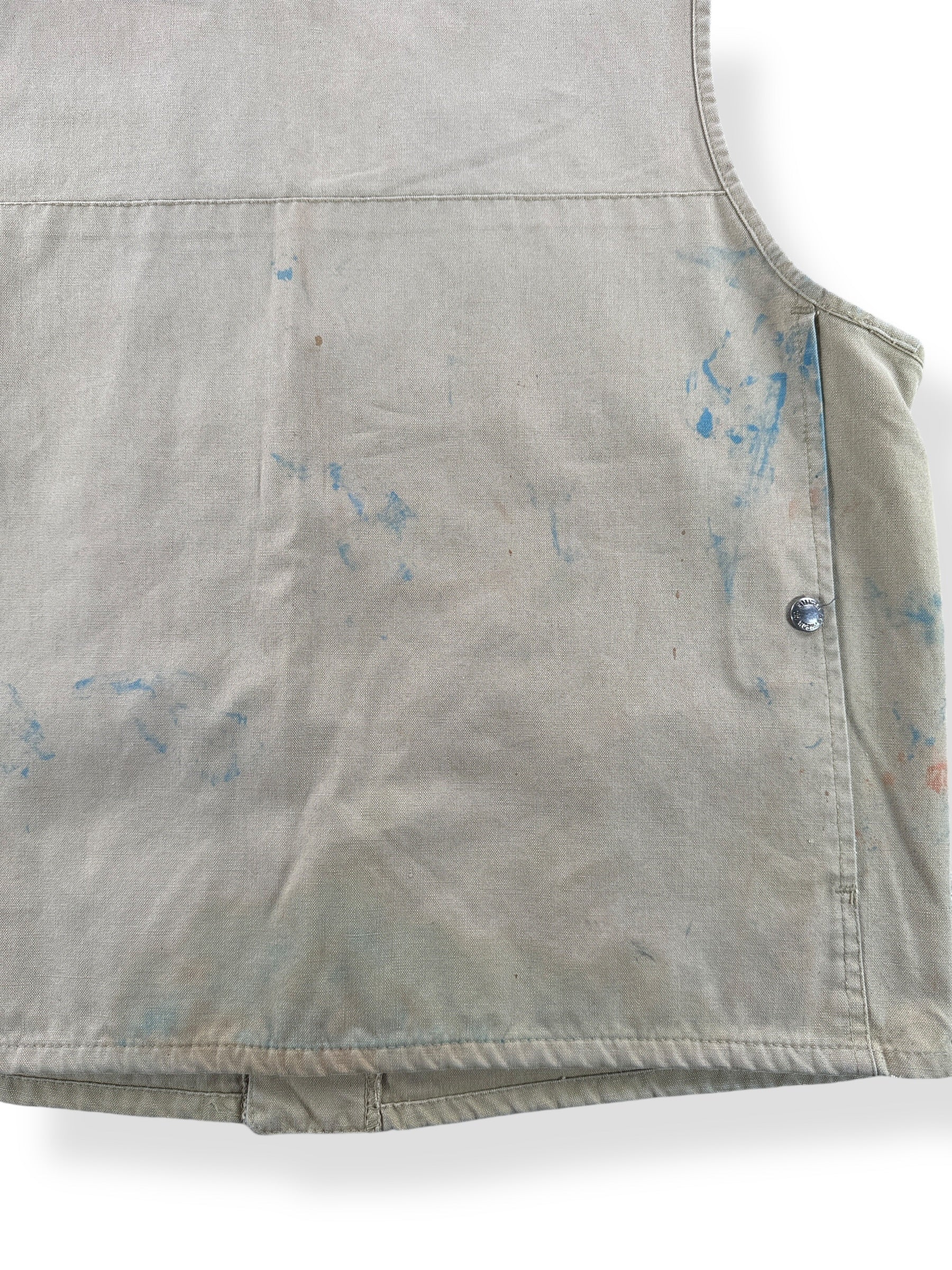 Staining on Vintage Filson Style 8 Tin Cloth Vest W/ Custom Pockets & Grommets SZ 38