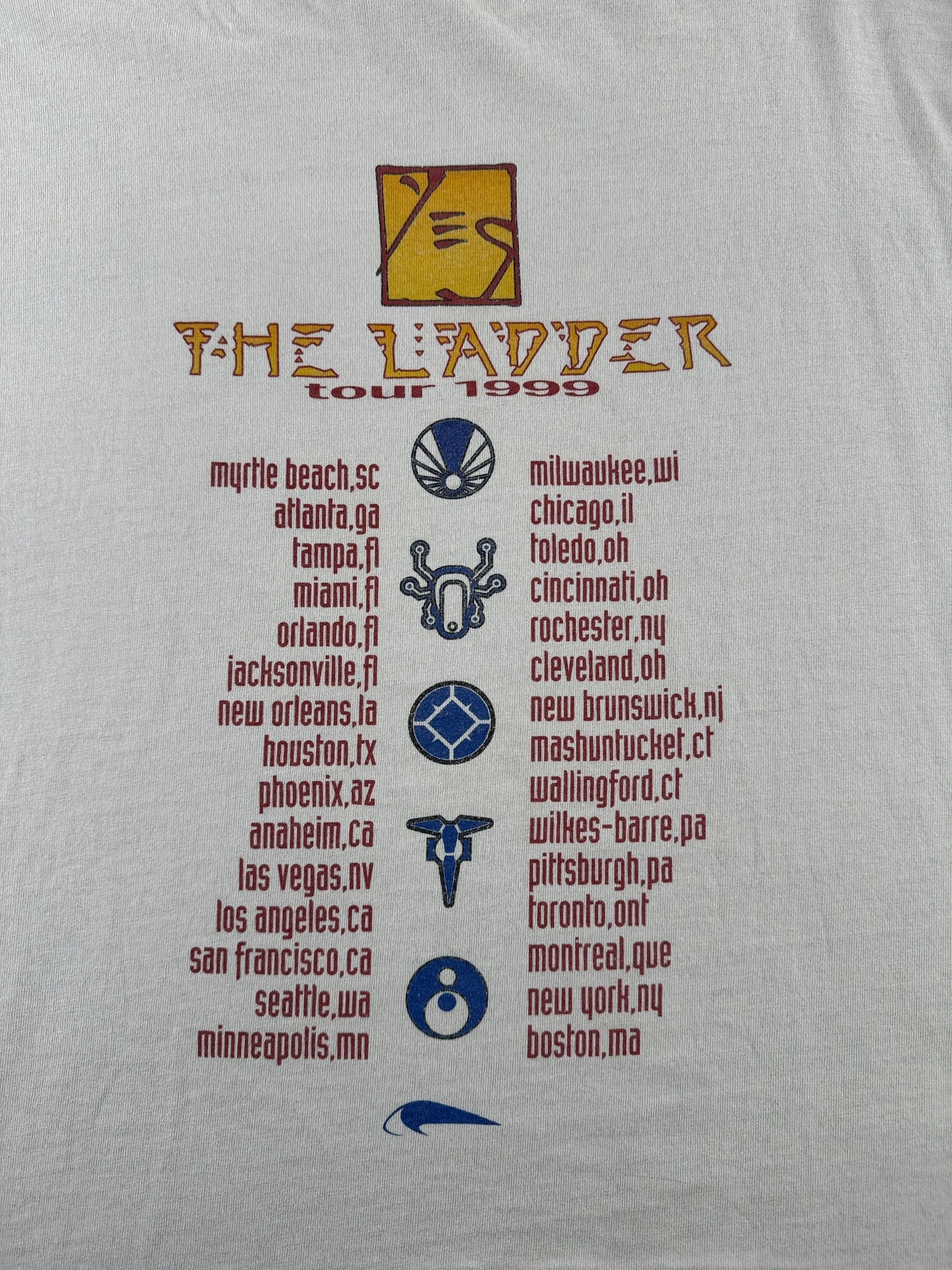 Back Graphic of Vintage 1999 Yes The Ladder Tour Long Sleeve Tee SZ XL