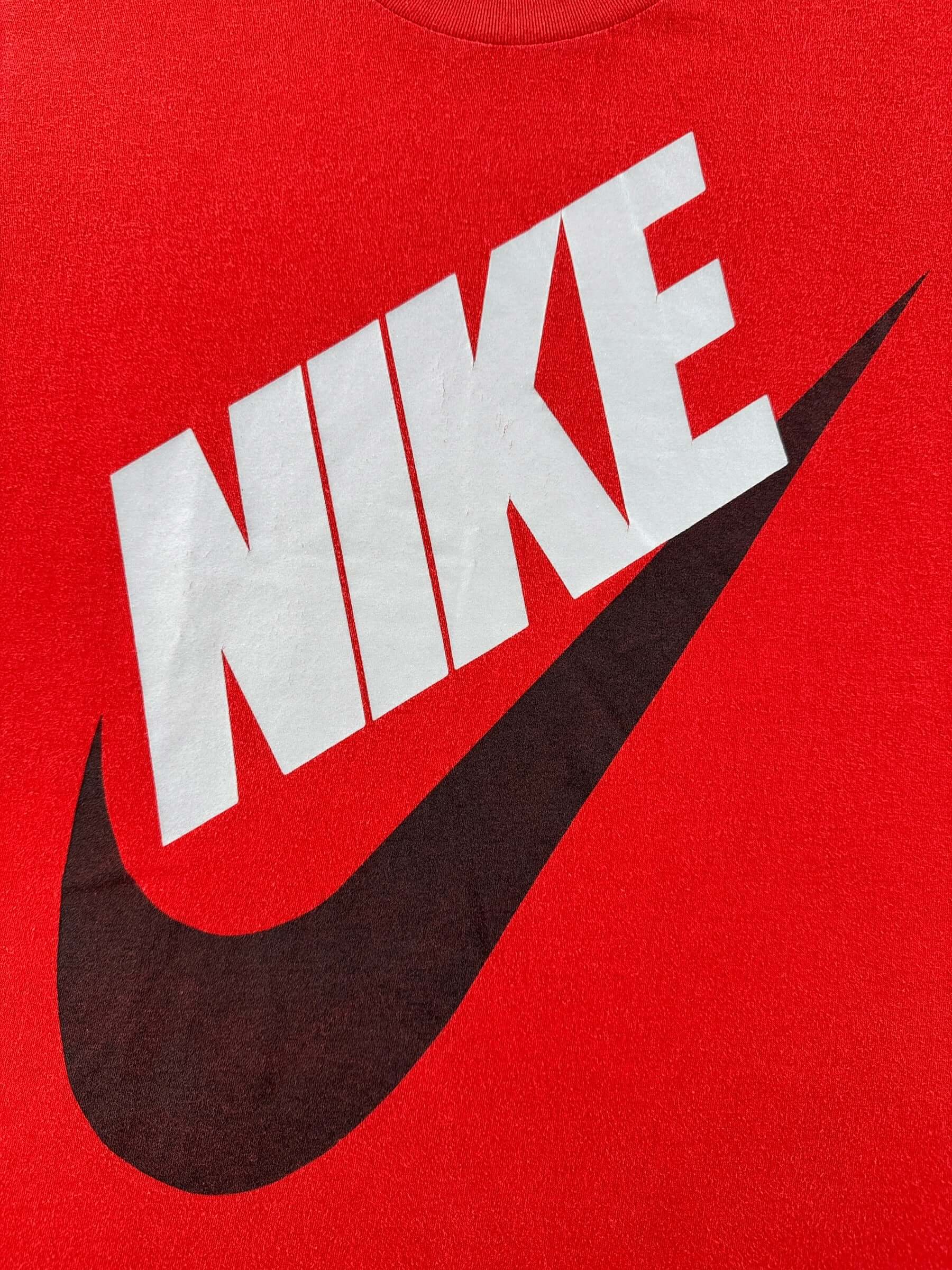 Graphic of Vintage Nike Blue Tag Swoosh Tee SZ XL (Fits M)