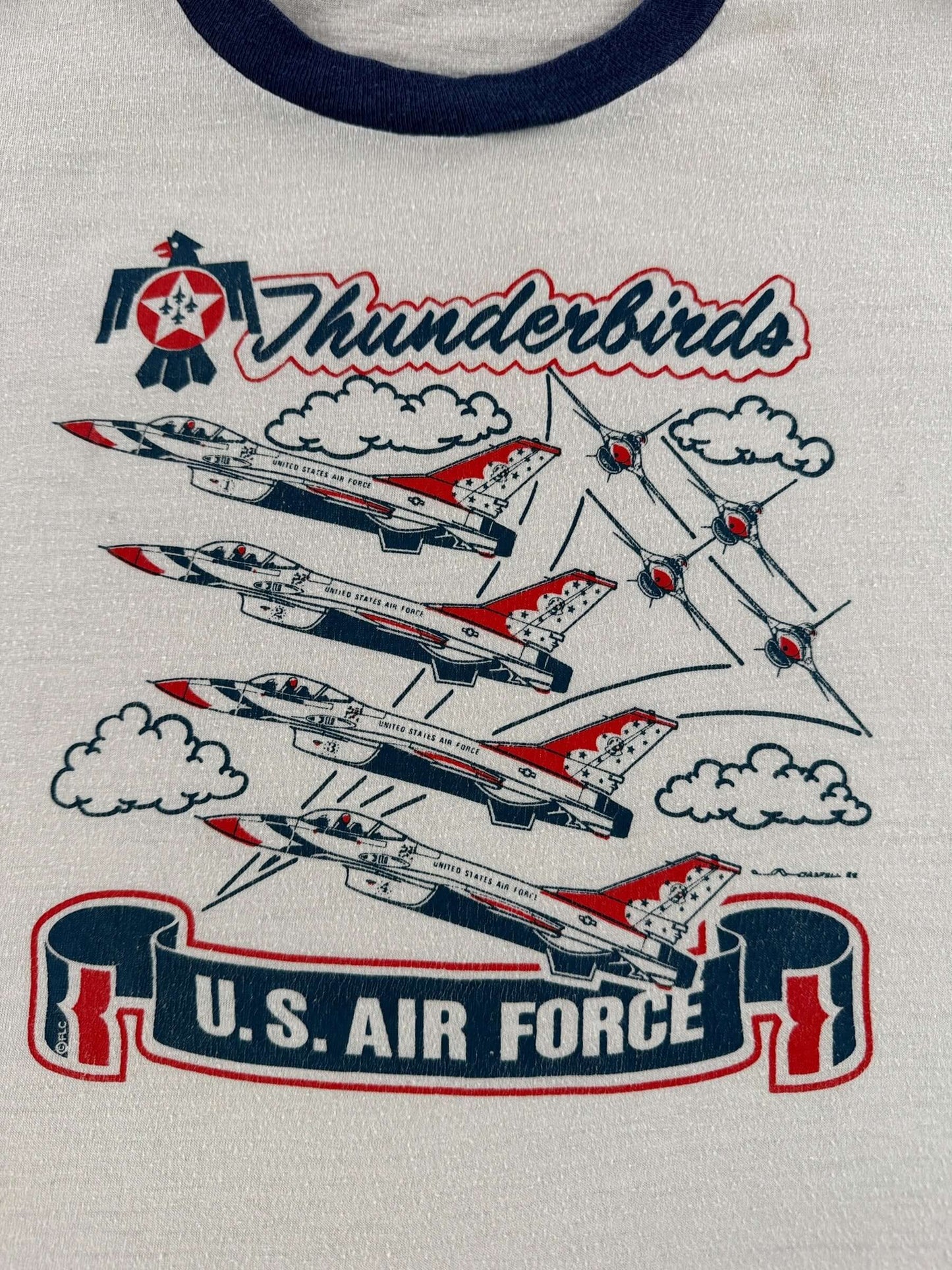 Graphic of Vintage Thunderbirds Air Force Ringer Tee SZ M (Fits S)