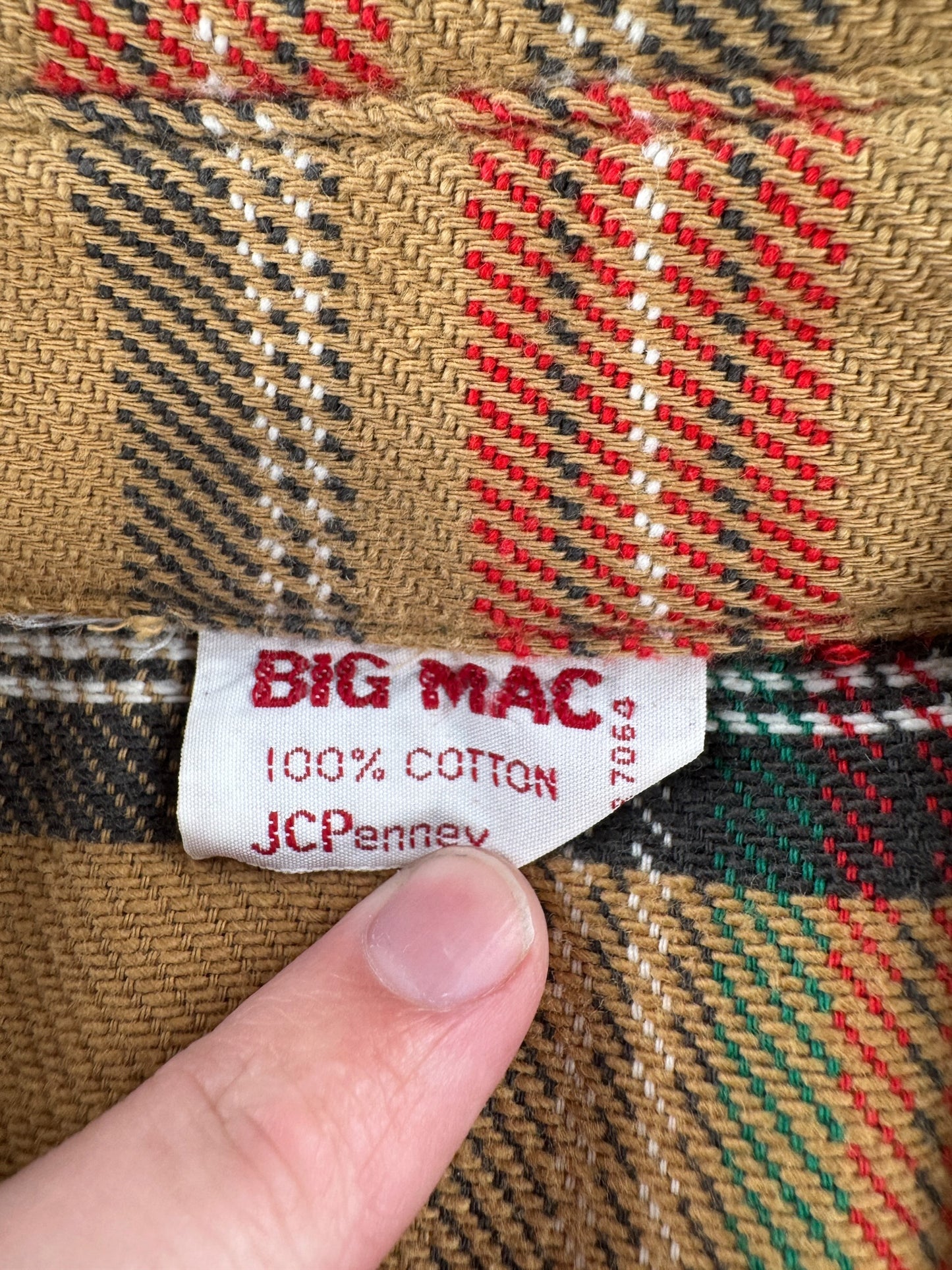 Tag on Vintage 70s Big Mac Flannel SZ S
