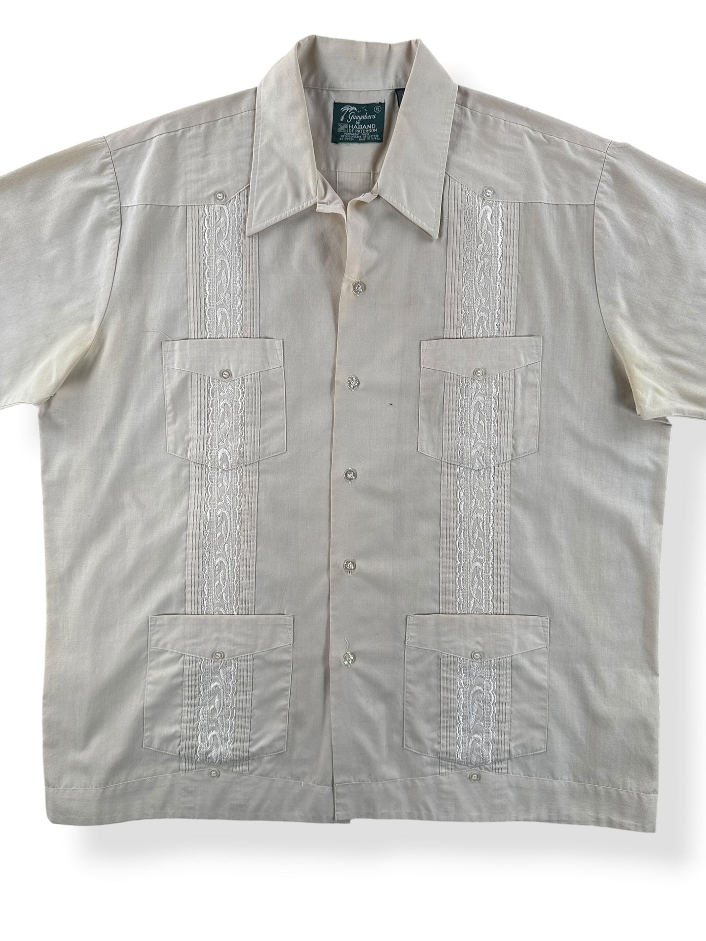 Front Close Up of Vintage Haband Guayabera Shirt SZ XL