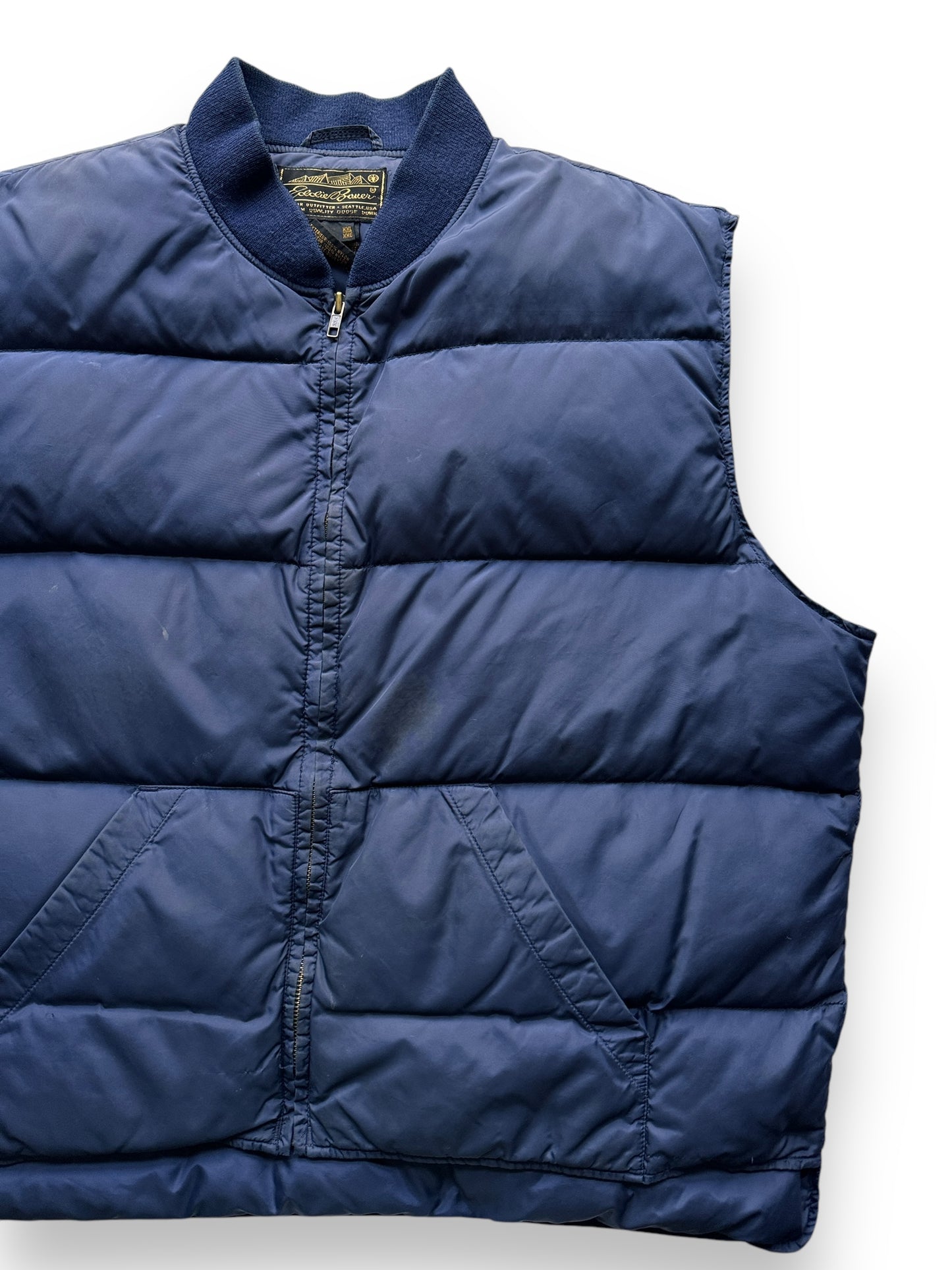 front left of Vintage Eddie Bauer Down Vest SZ XXL