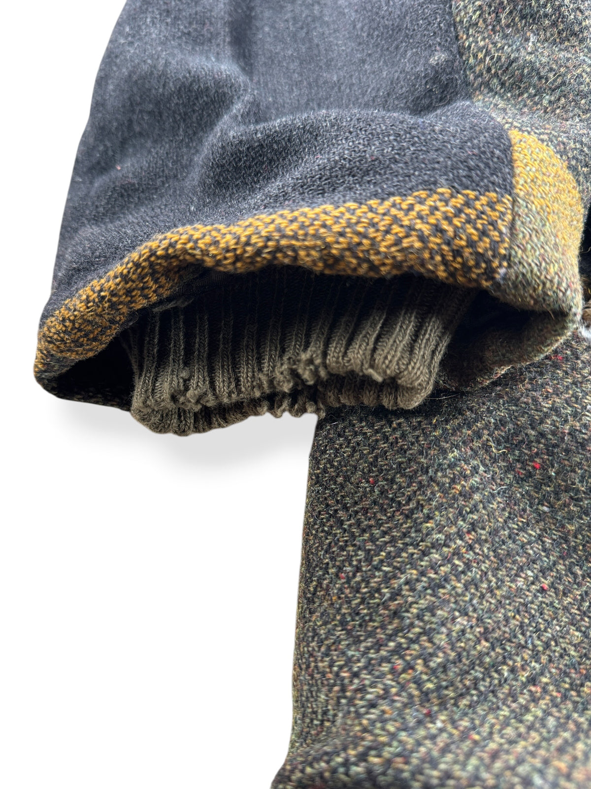 Ware on cuff of Vintage 60s/70s Fleece Lined Wool Jacket SZ L