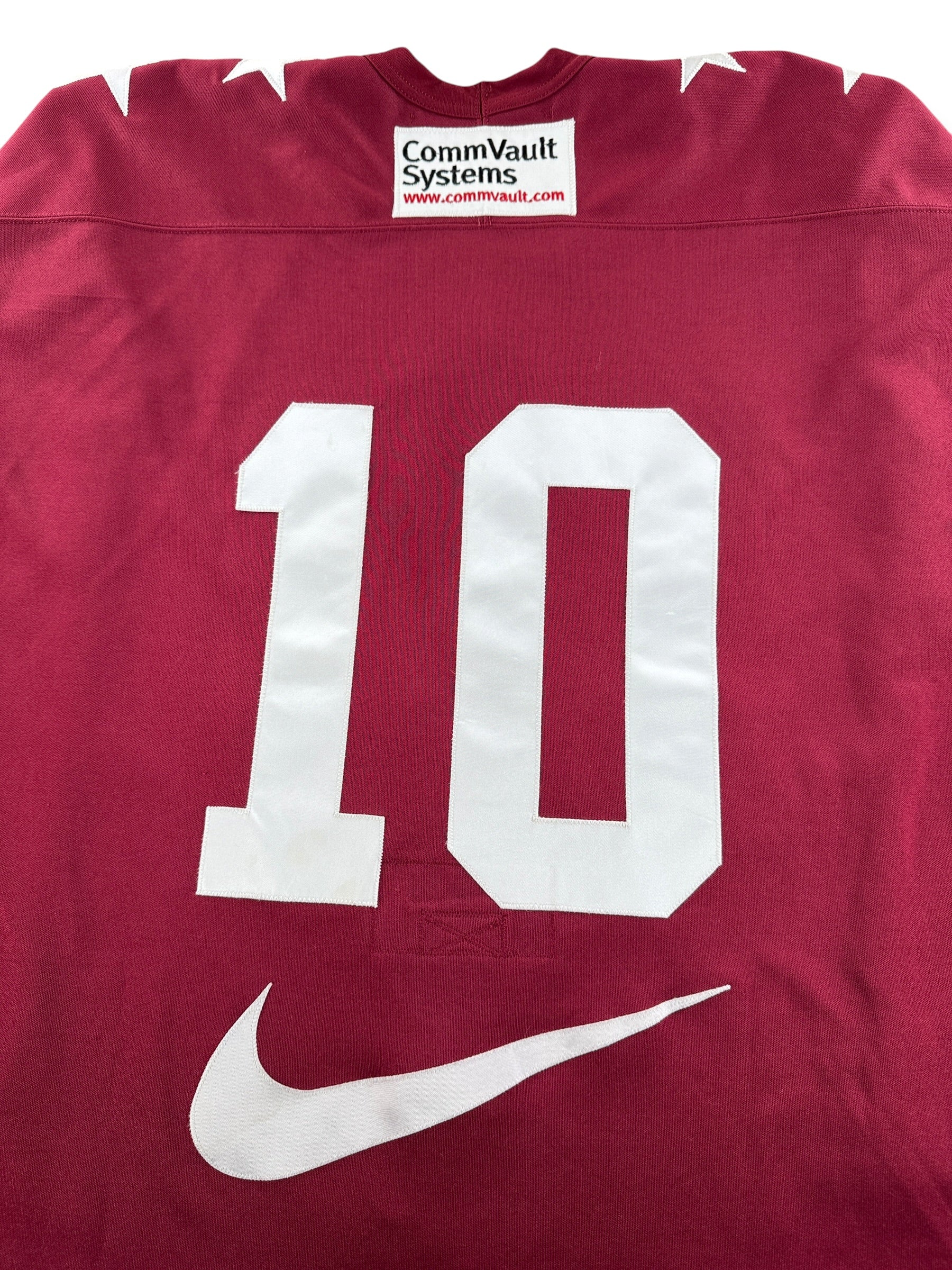 Back Numbers on Vintage Burgundy 2000s Seattle Thunderbirds Hockey Challenge Game Worn Jersey SZ 56