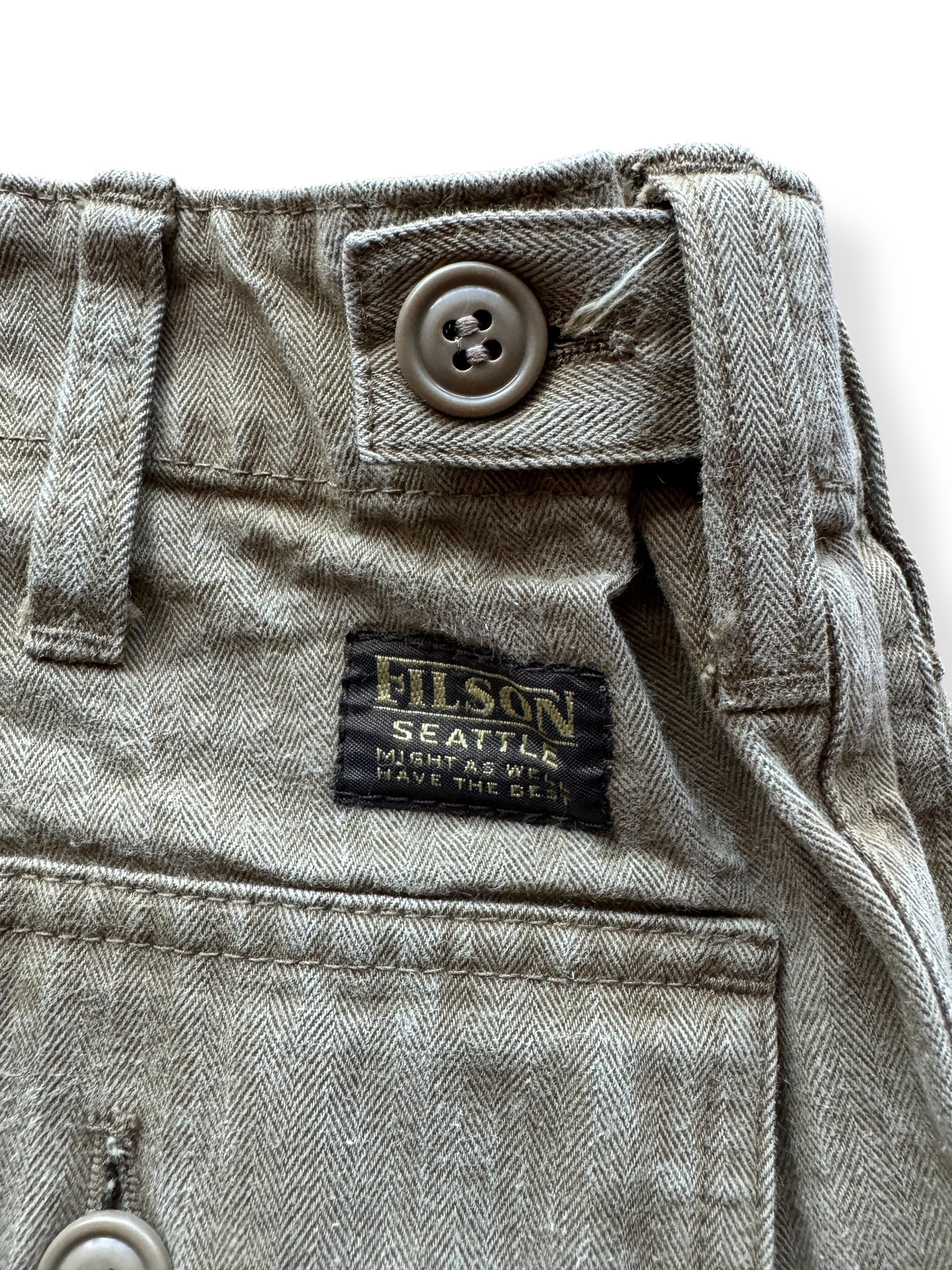Label on Modern Filson HBT Field Supply Trousers W32