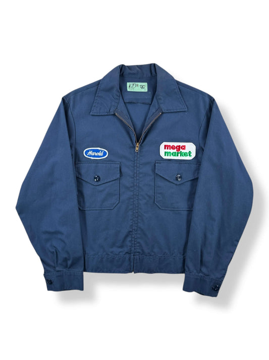 Front of Vintage Mega Market Patched Gas Station Jacket SZ 40