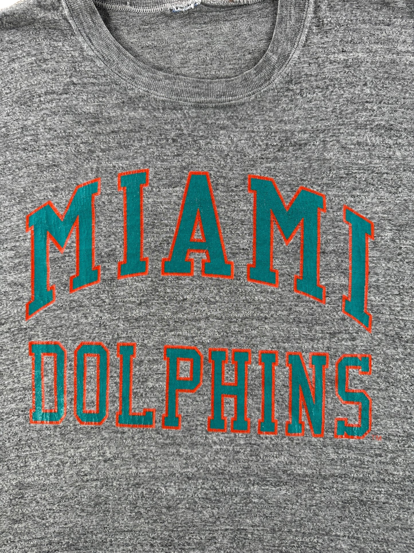 Graphic of Vintage Miami Dolphins Russell Tee SZ XL (Fits L)
