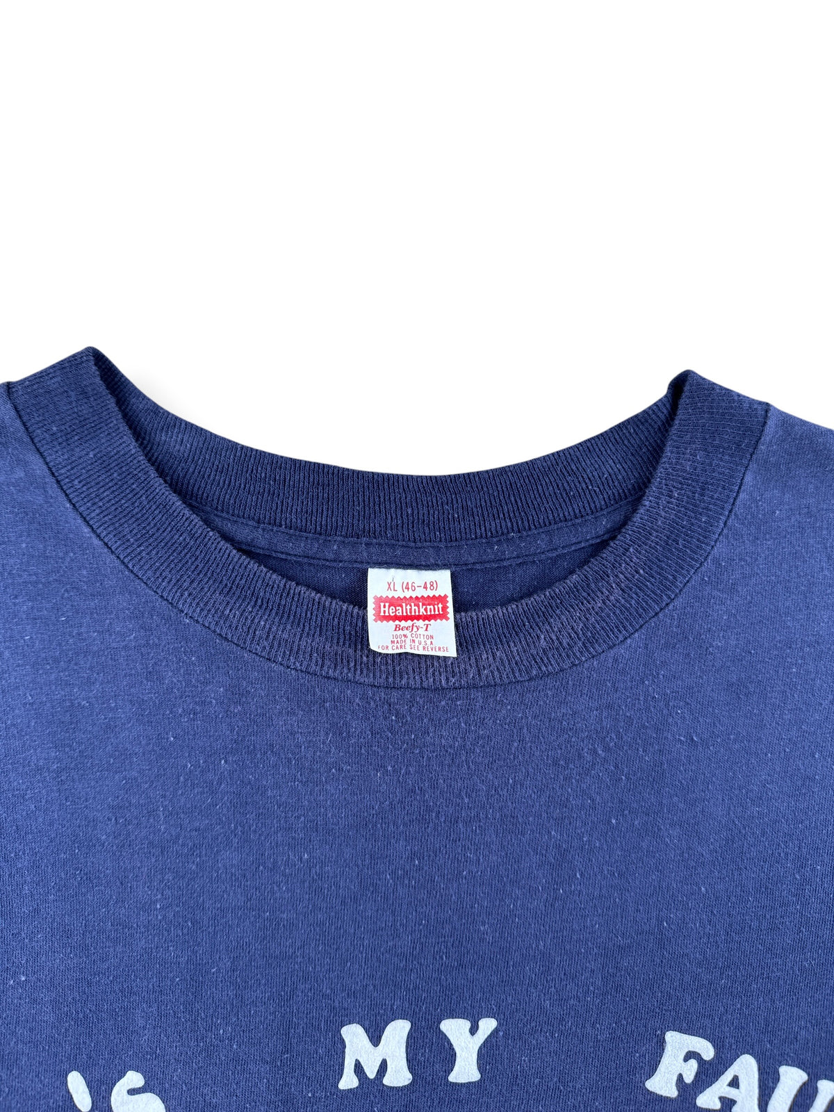 Collar on Vintage 1980s 'Its My Fault' Tee SZ XL (Fits L)