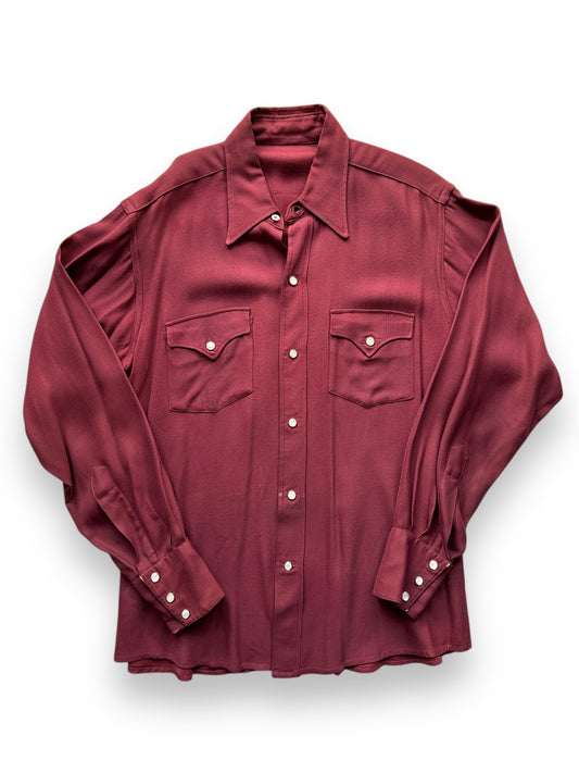 front of Vintage Burgundy Gabardine Western Shirt SZ M