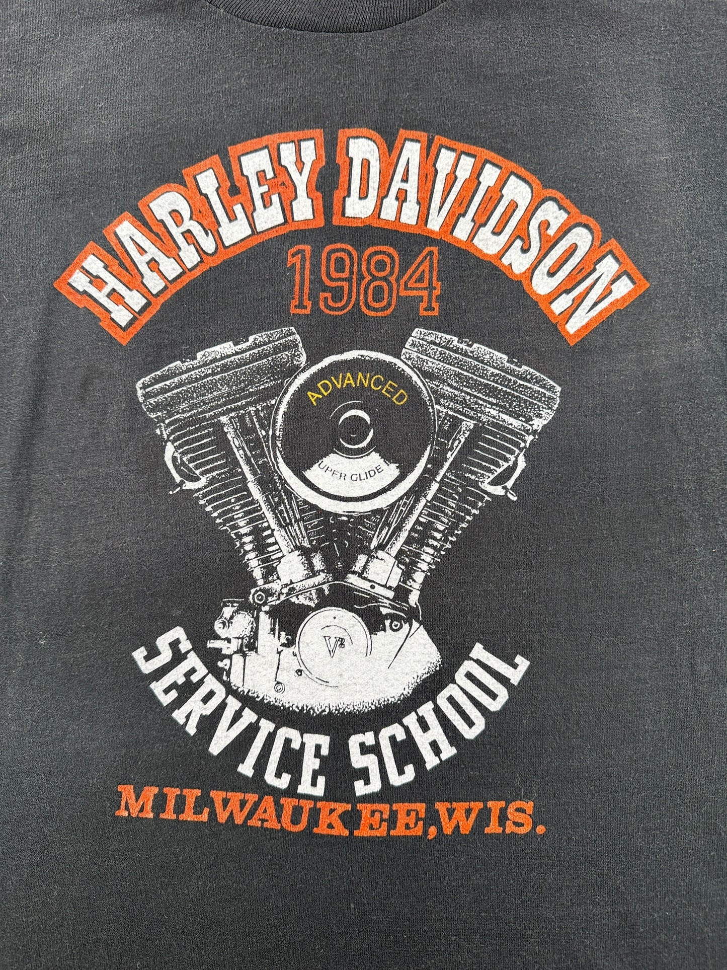 Graphic of Vintage Harley Davidson Service School Milwaukee Tee SZ M (Fits S)