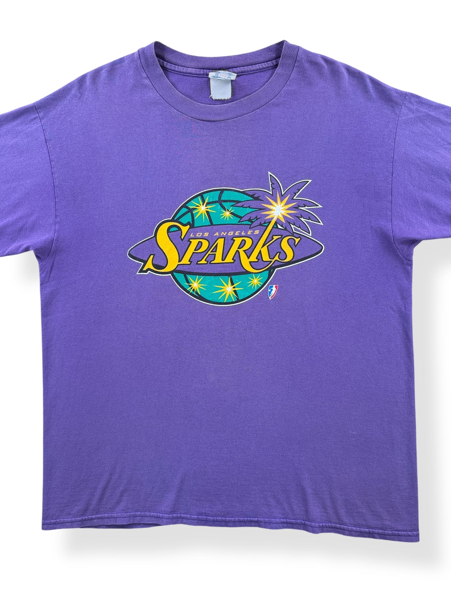 Front Close Up of Vintage LA Sparks WNBA Tee SZ L