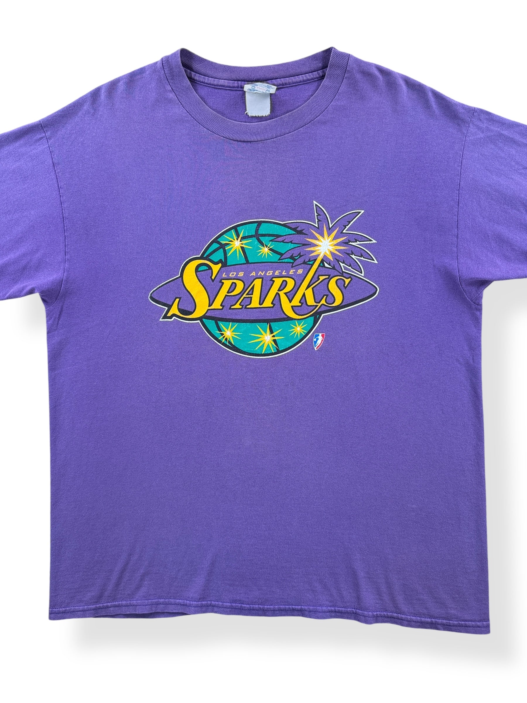 Front Close Up of Vintage LA Sparks WNBA Tee SZ L