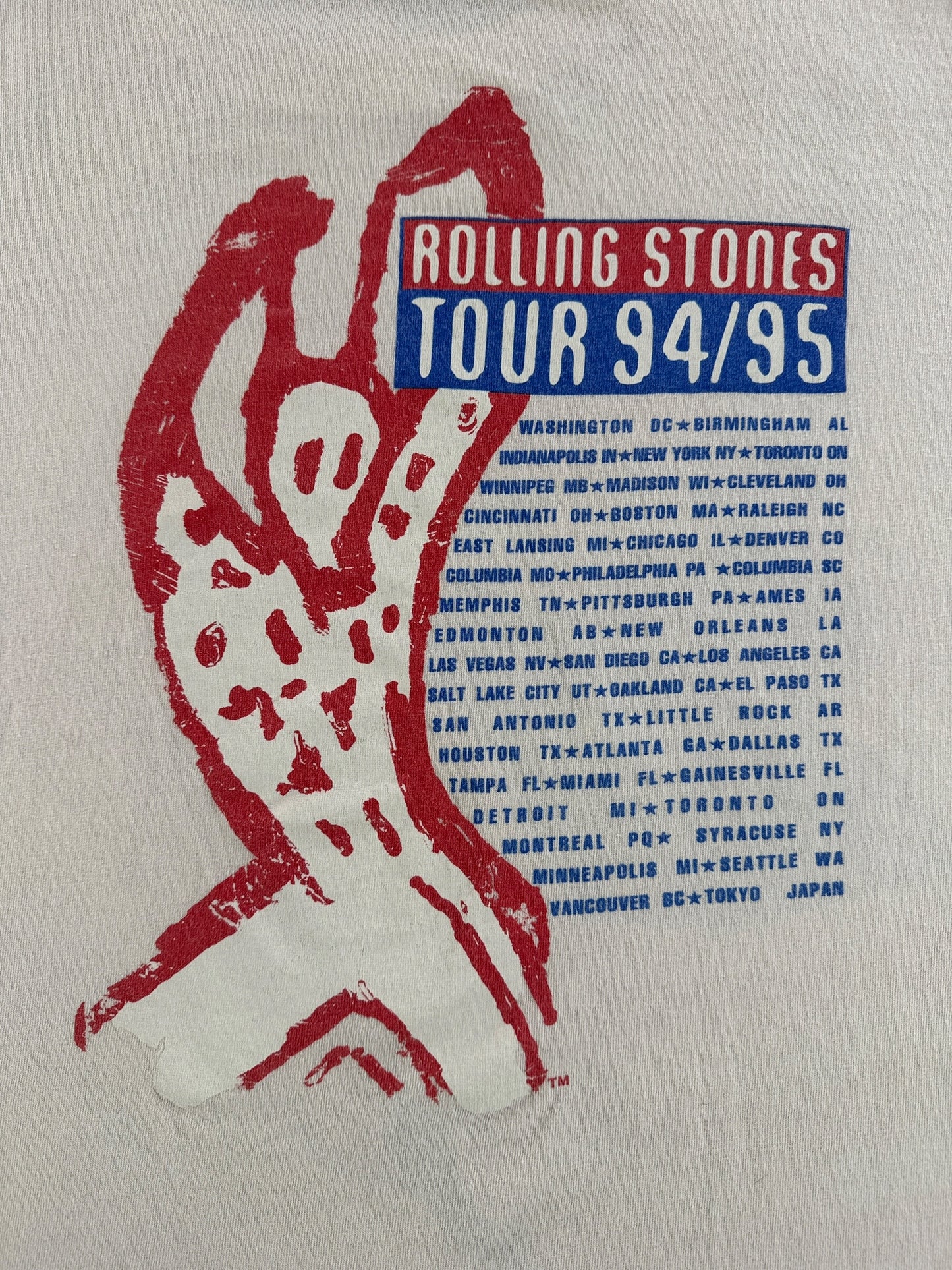Graphic of Vintage Rolling Stones 94/95 Tour Tee SZ XL