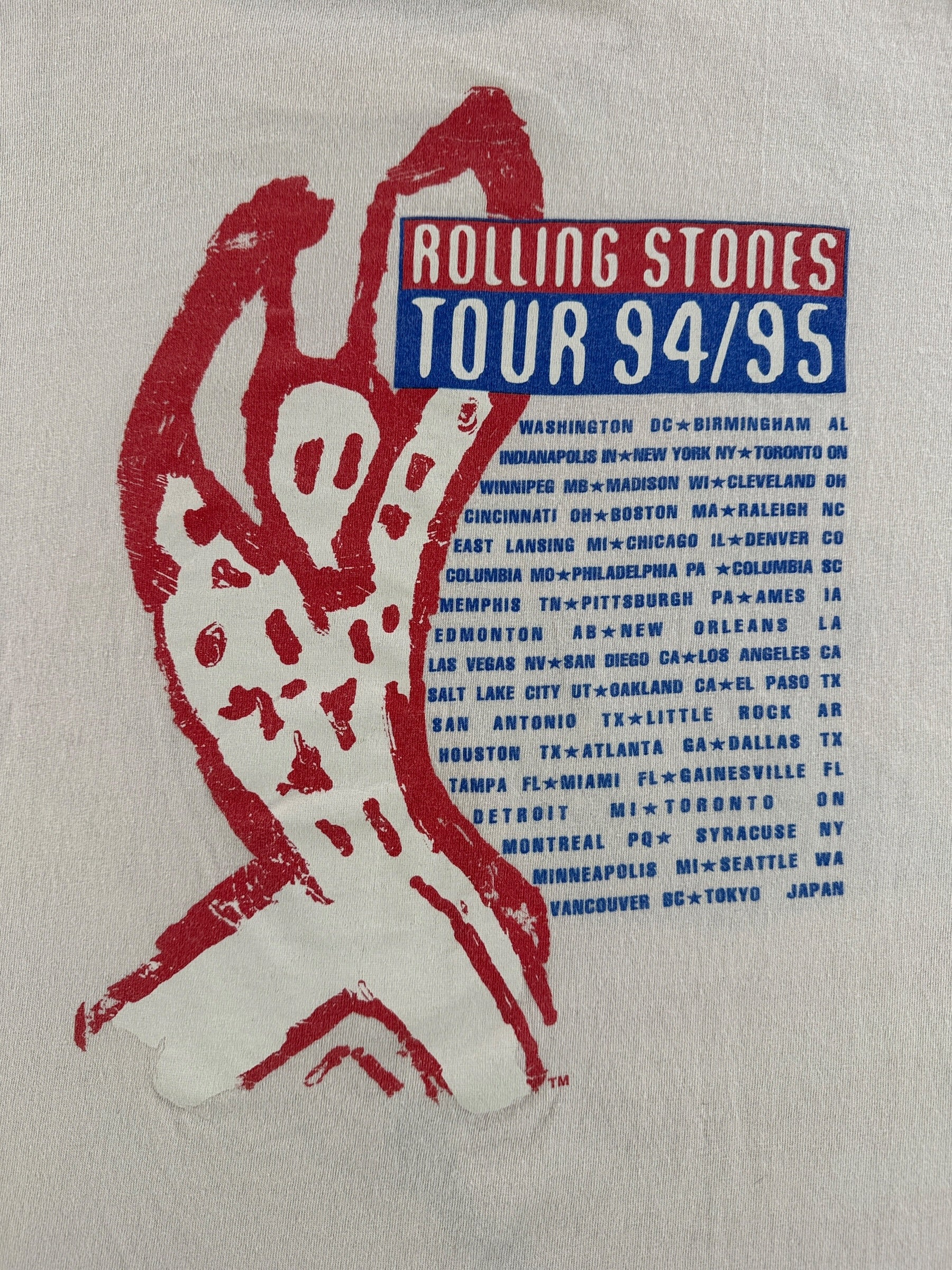 Graphic of Vintage Rolling Stones 94/95 Tour Tee SZ XL