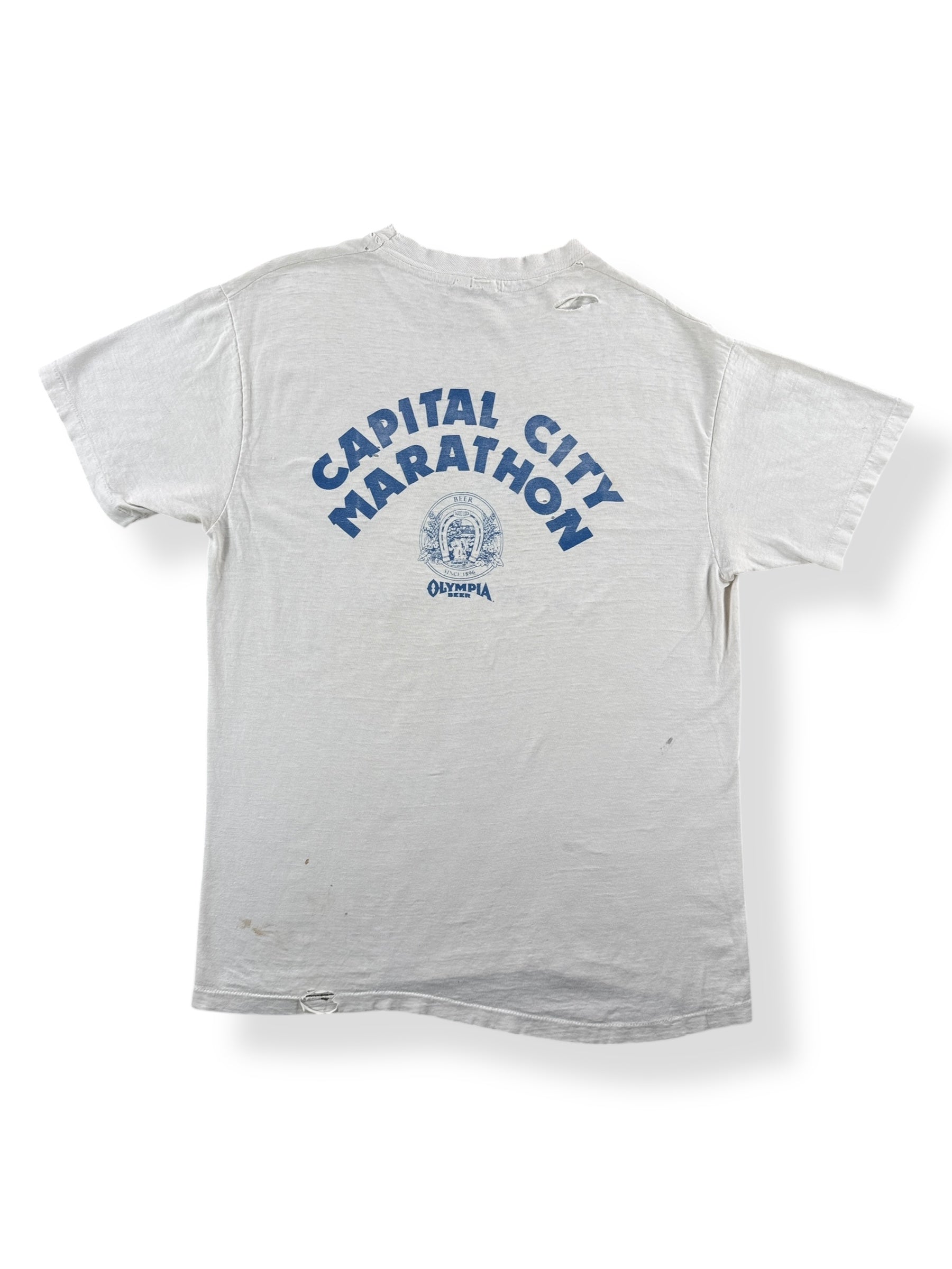 Back of Vintage 1982 Olympia Capital City Marathon Thrasher Tee SZ L