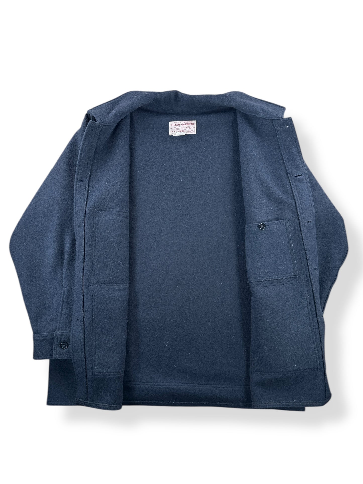 Inside of Vintage Filson Navy Mackinaw Cruiser Jacket SZ 50