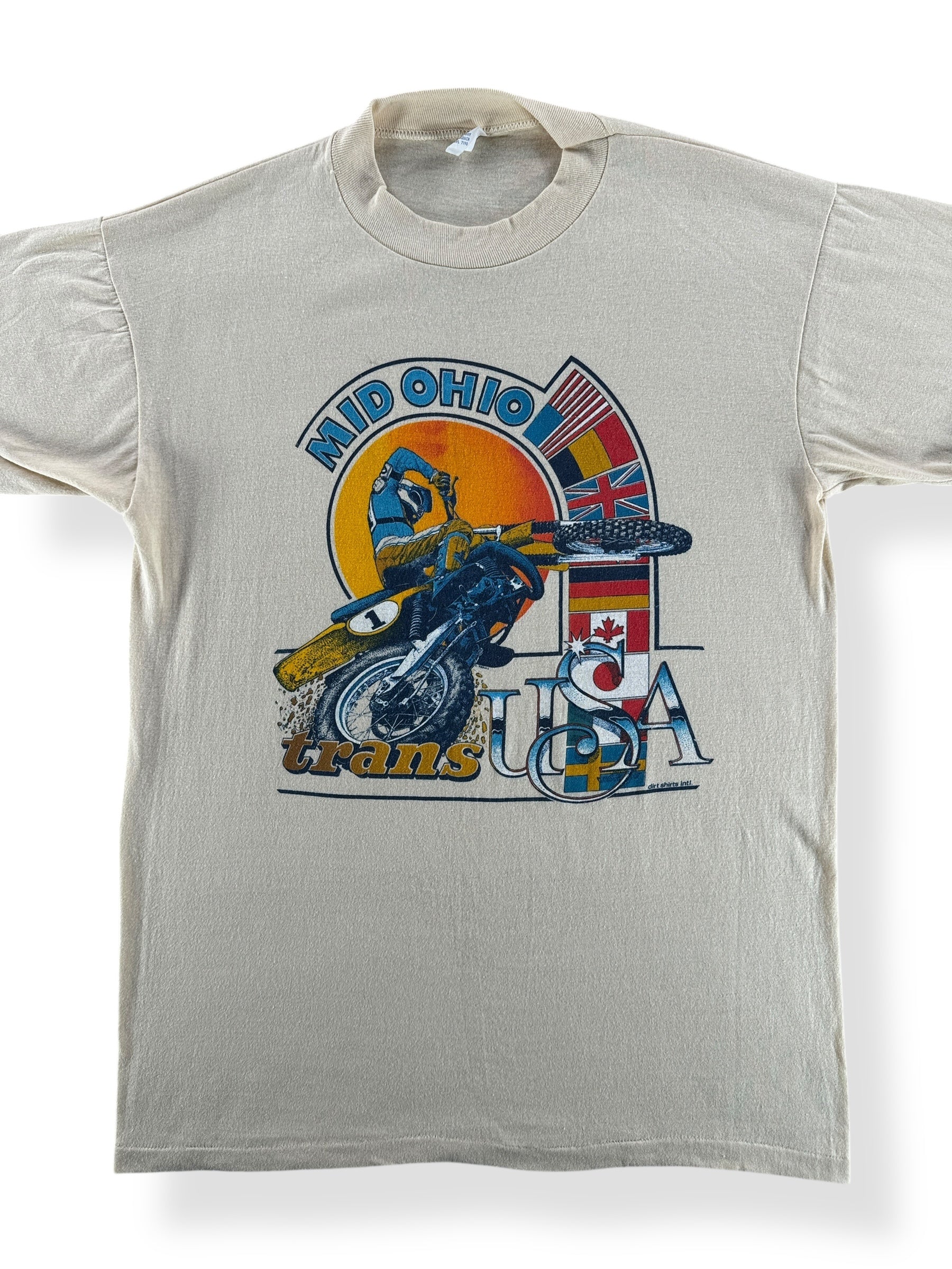 Front Close Up of Vintage Mid Ohio Trans USA Racing Tee SZ M