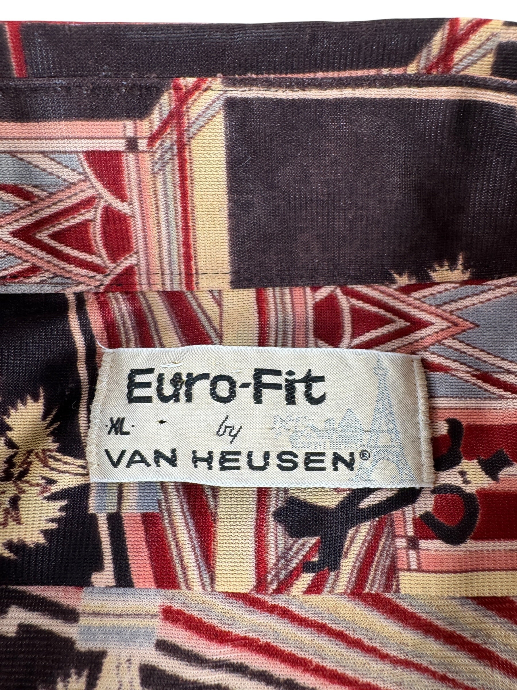 Label on Vintage Van Heusen Op Art Print Disco Shirt SZ XL (Fits L)
