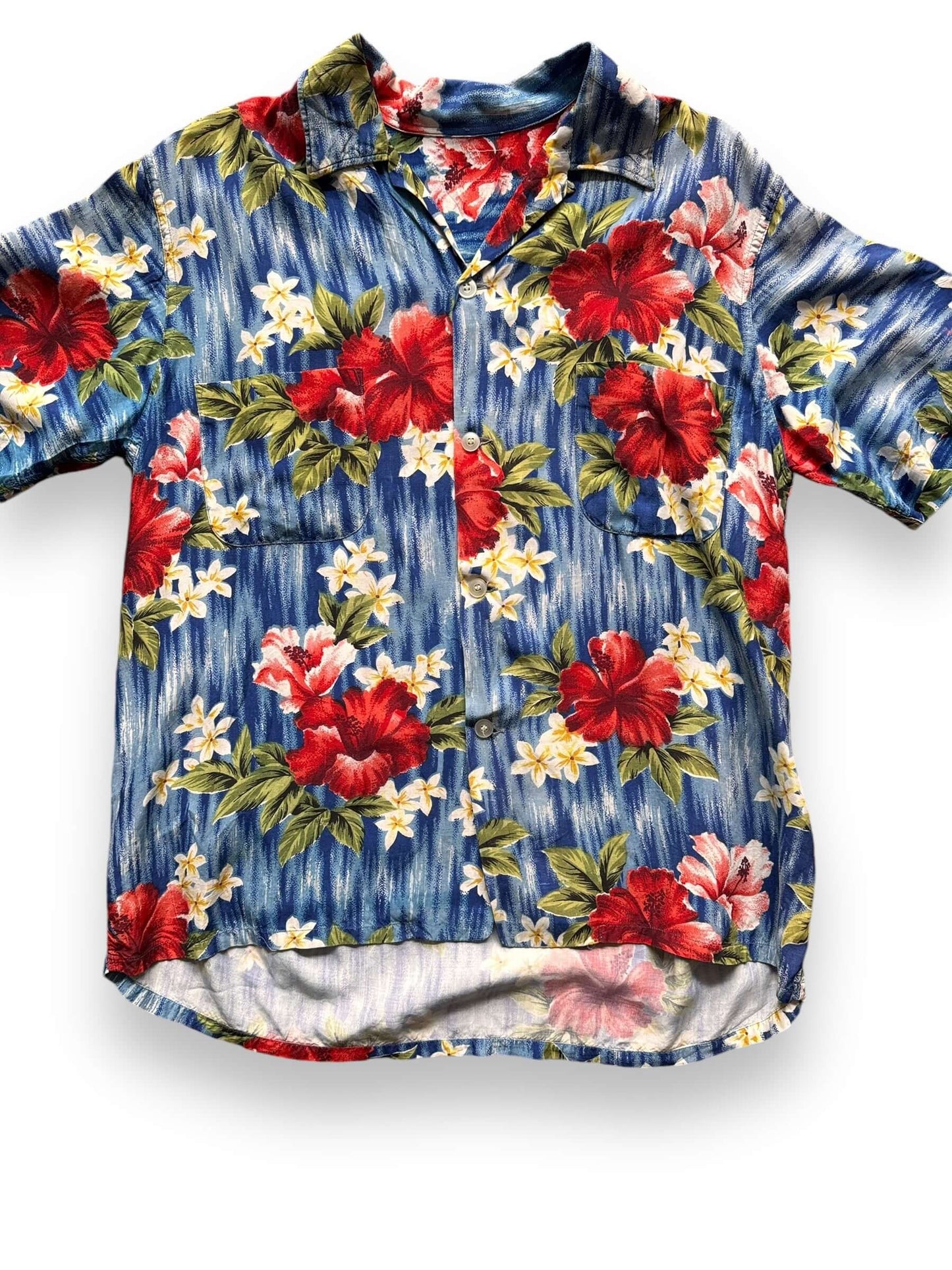 Front Detail of Vintage Sneaky Penney's Rayon Aloha Shirt SZ M