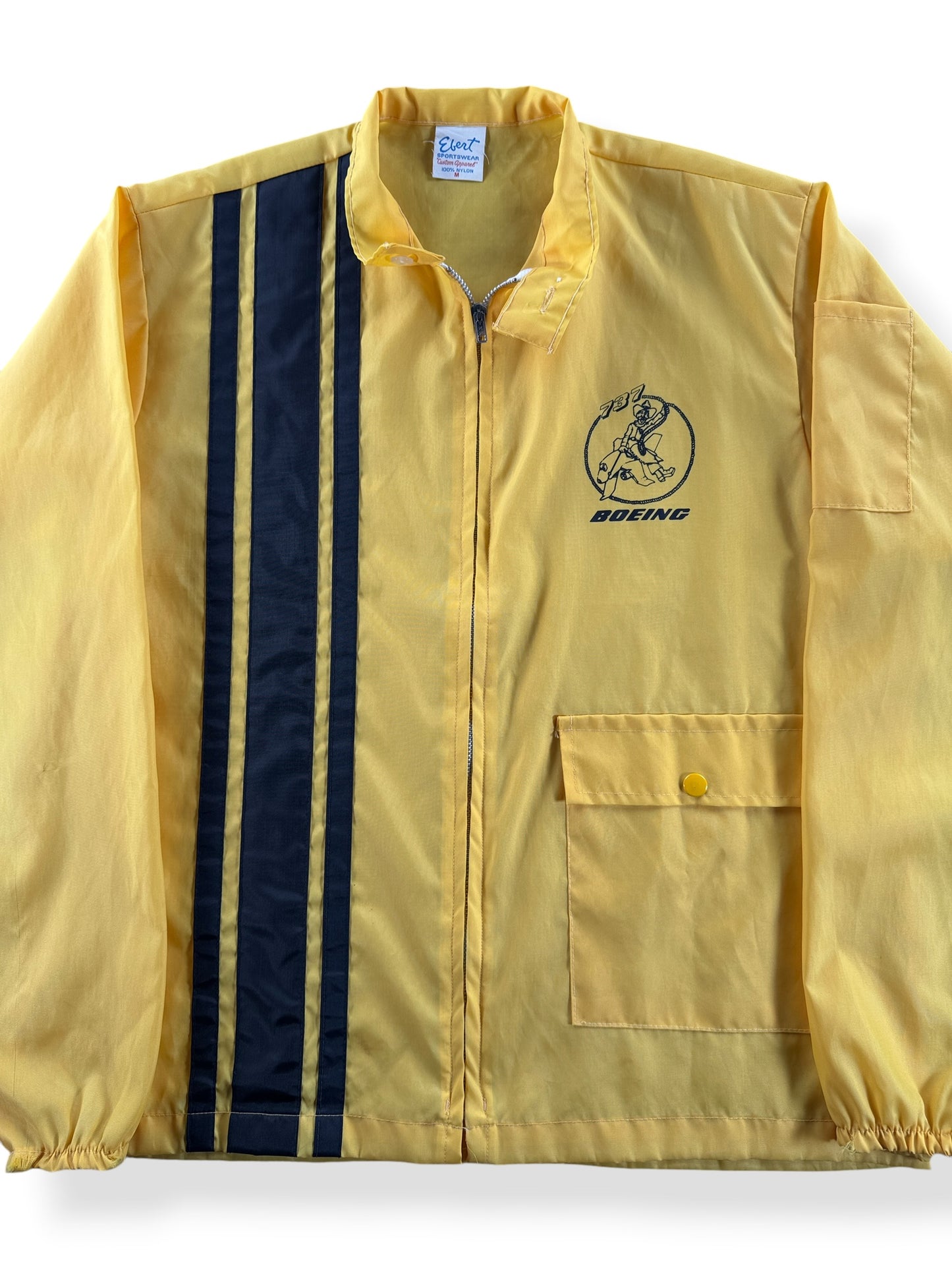 Front Close Up of Vintage Boeing 737 Cowboy Windbreaker SZ M