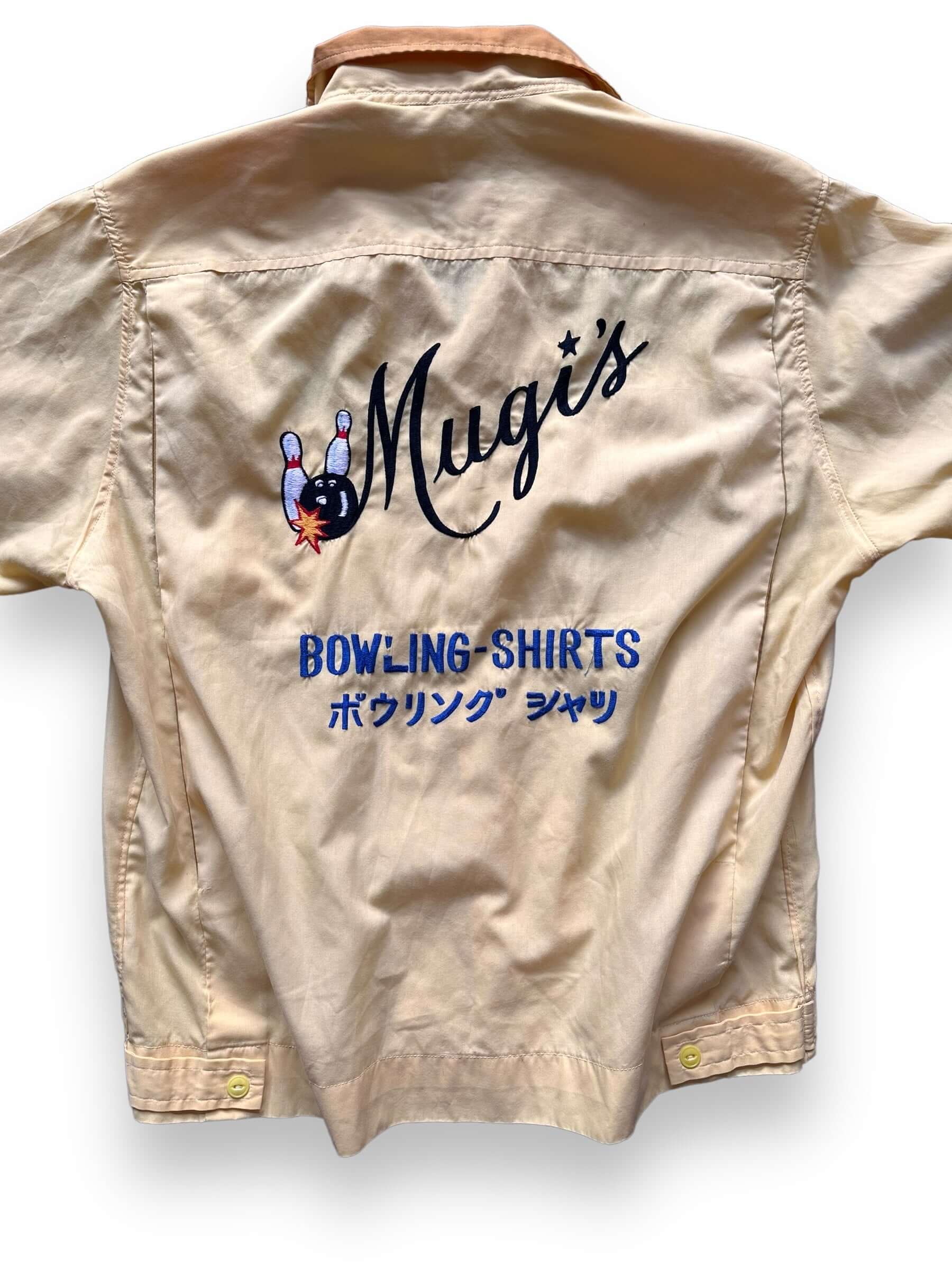 Detail of Rear View of Vintage Mugi's Okinawa Bowling Shirt SZ L | Vintage Bowling Shirt Seattle