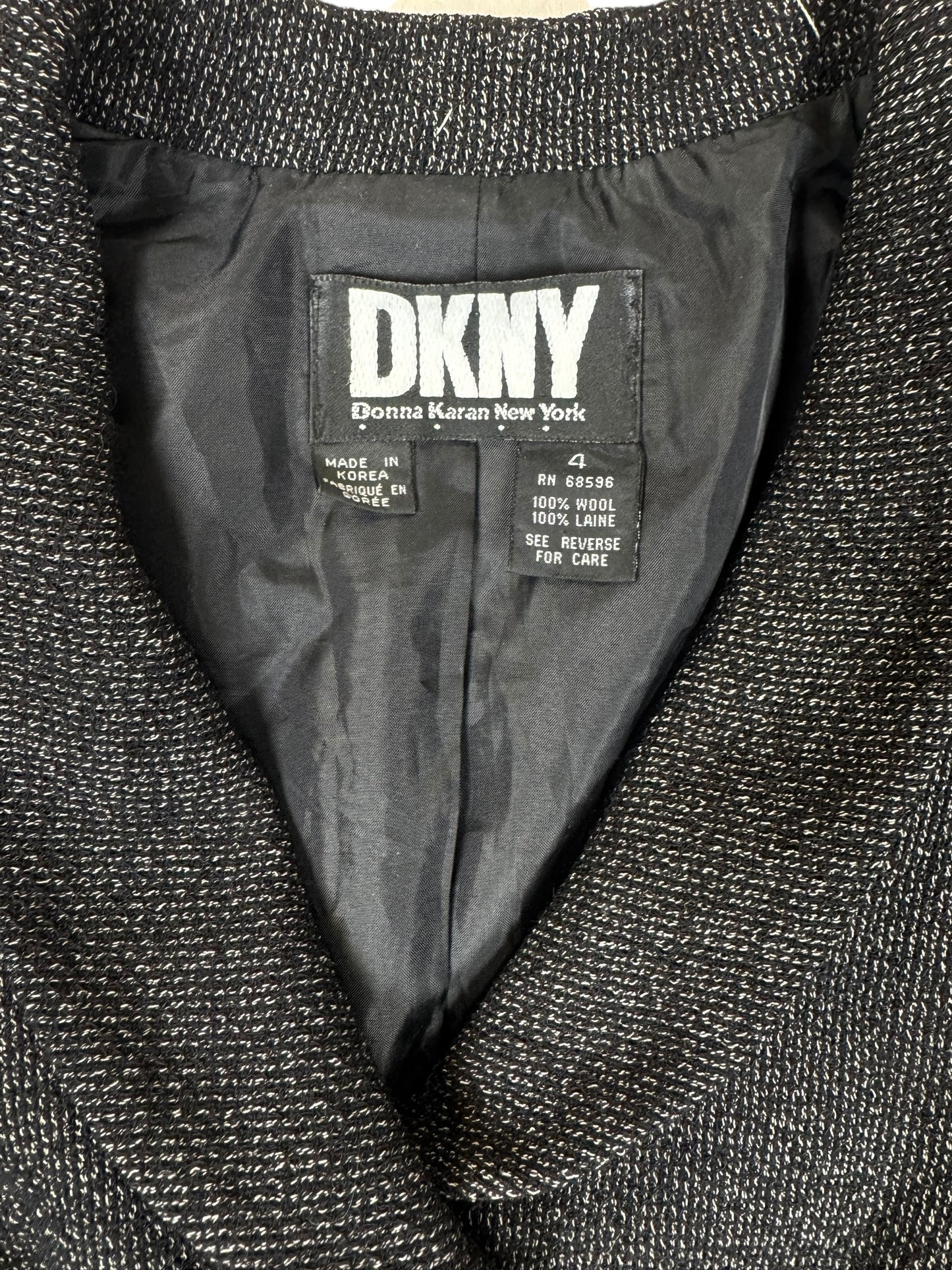 Tag of 1990s DKNY 40s Inspired Wool Blazer M