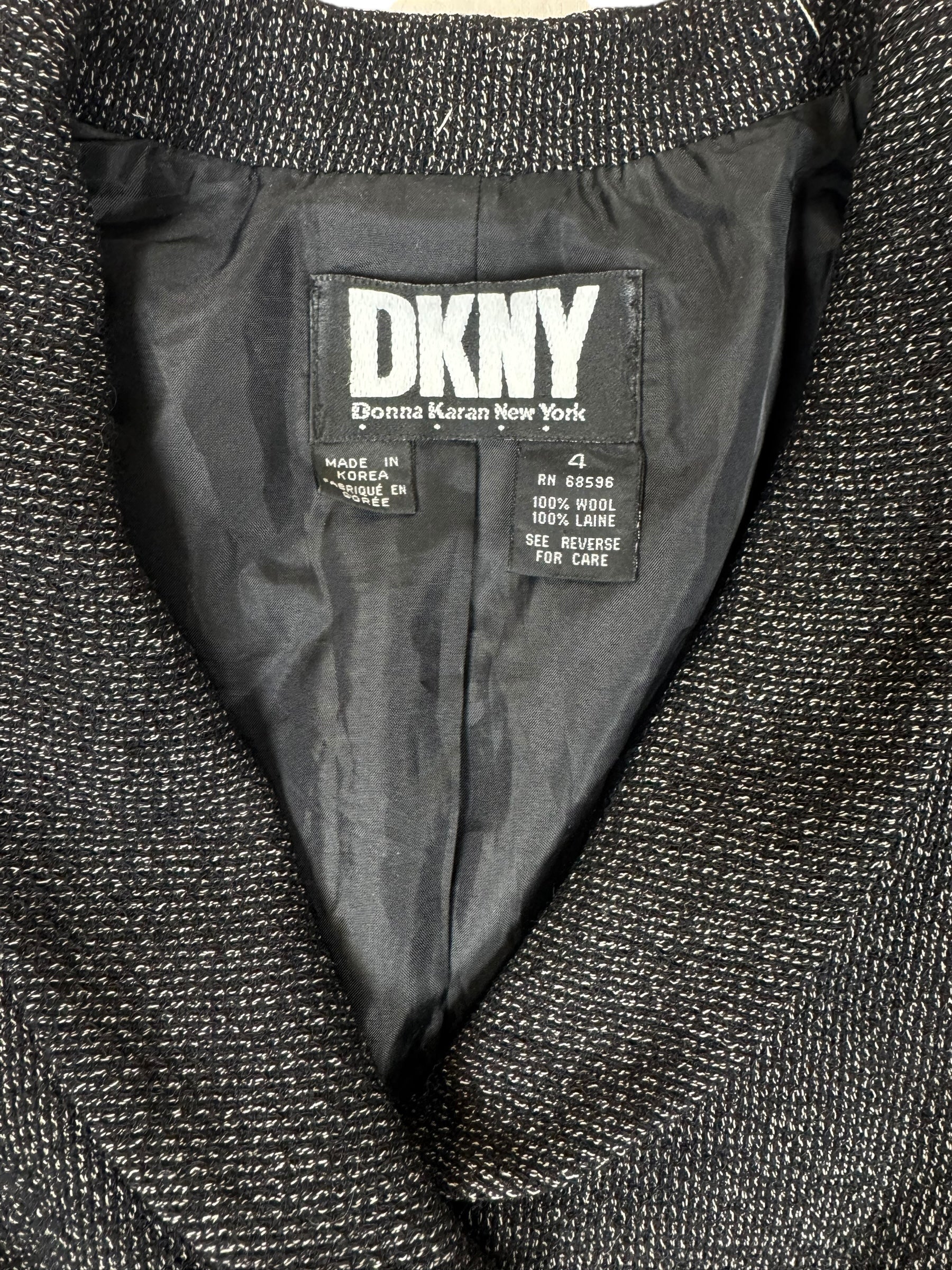 Tag of 1990s DKNY 40s Inspired Wool Blazer M
