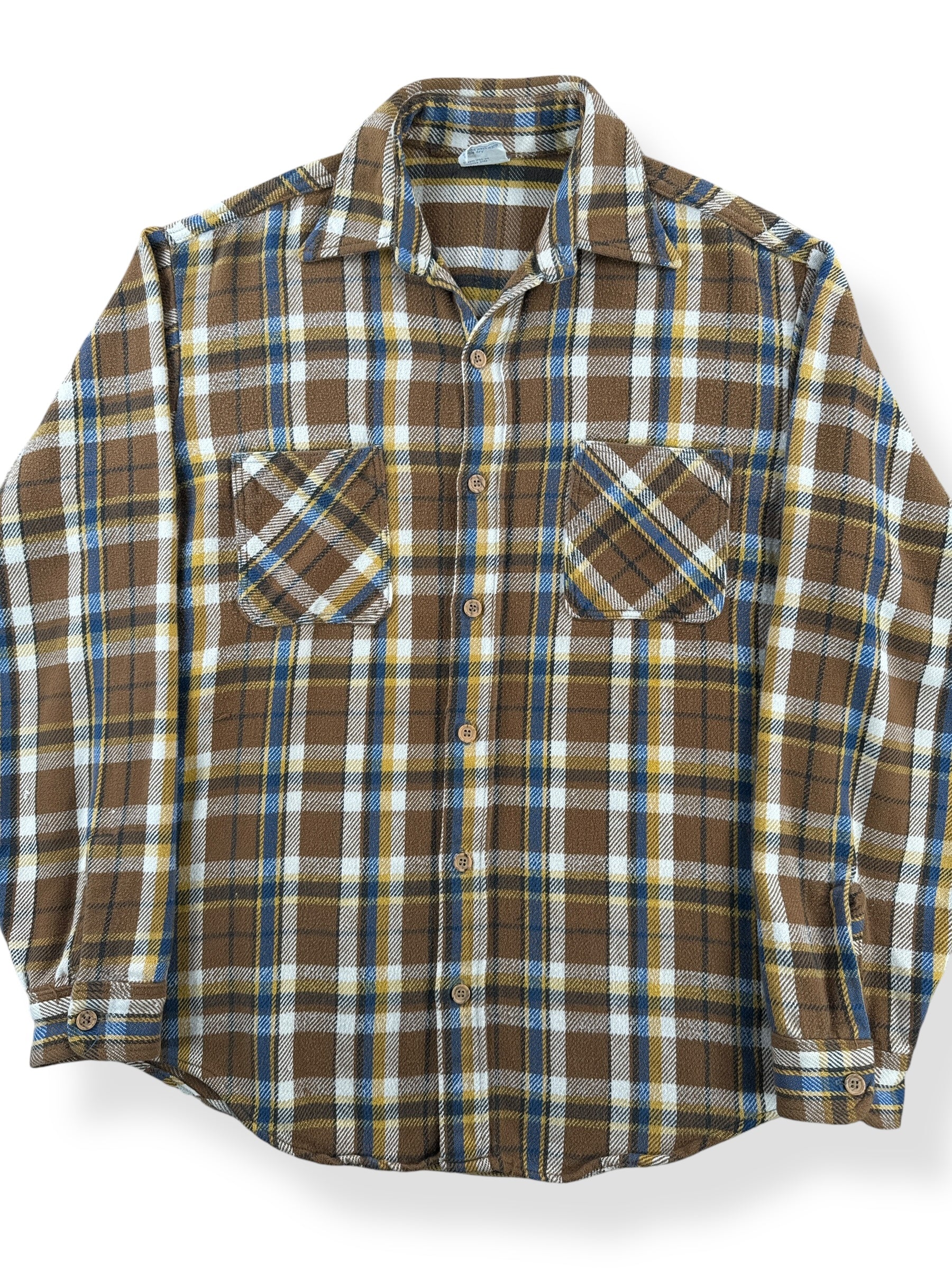 Front Close Up of Vintage Big Mac Earth Toned Cotton Flannel SZ M
