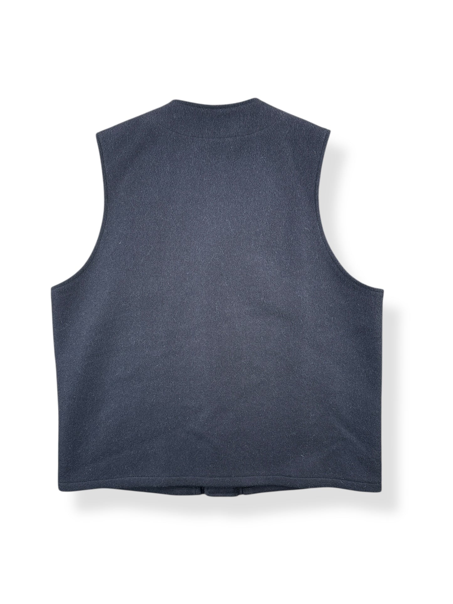 Back of Filson Navy Wool Vest SZ L