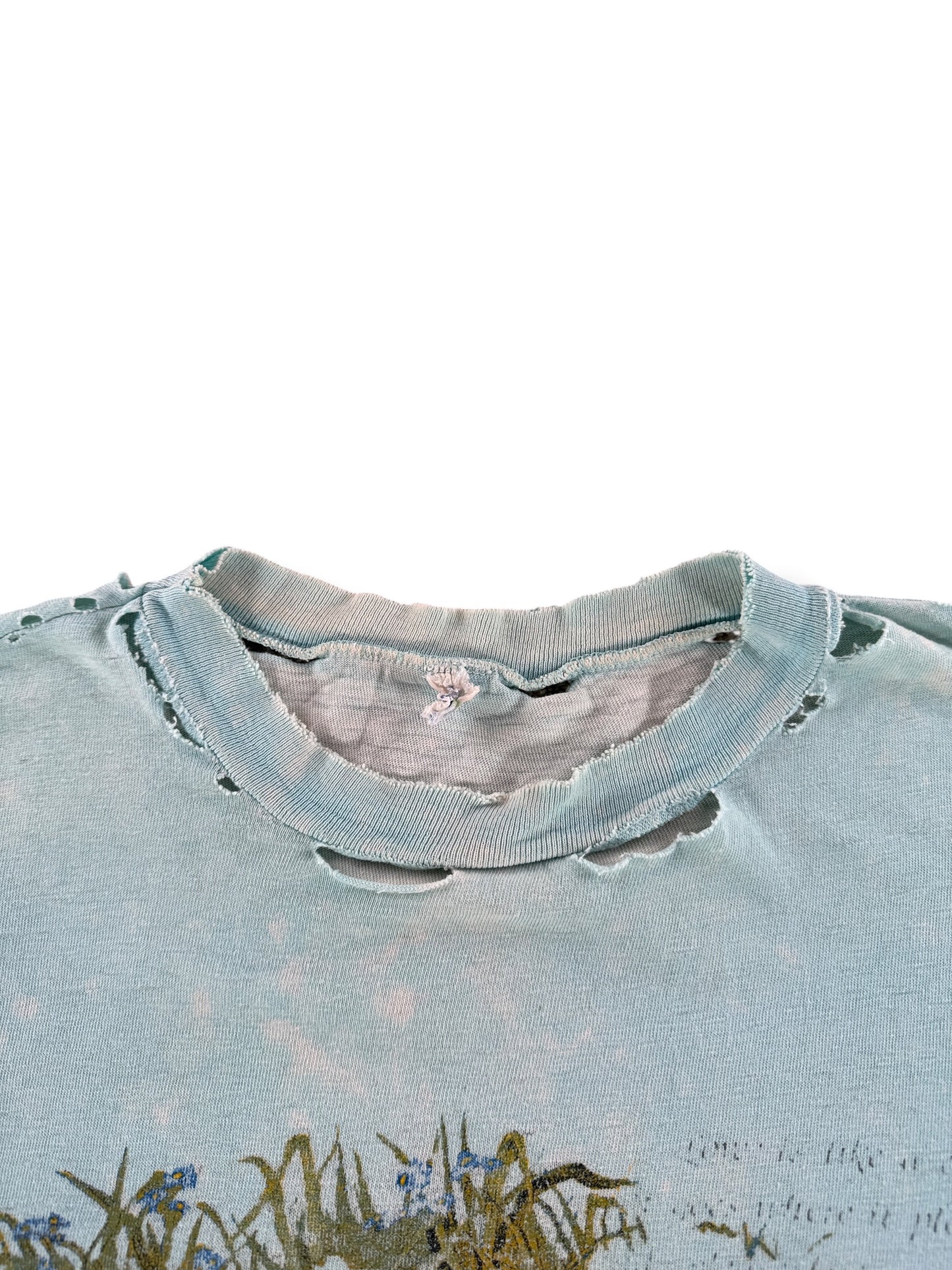 Thrashed Collar on Vintage Faded and Thrashed Cat Tee SZ XXL