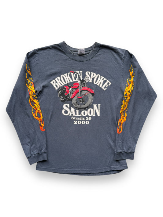 front of Vintage Grey Broken Spoke Saloon Sturgis Long Sleeve Tee SZ M