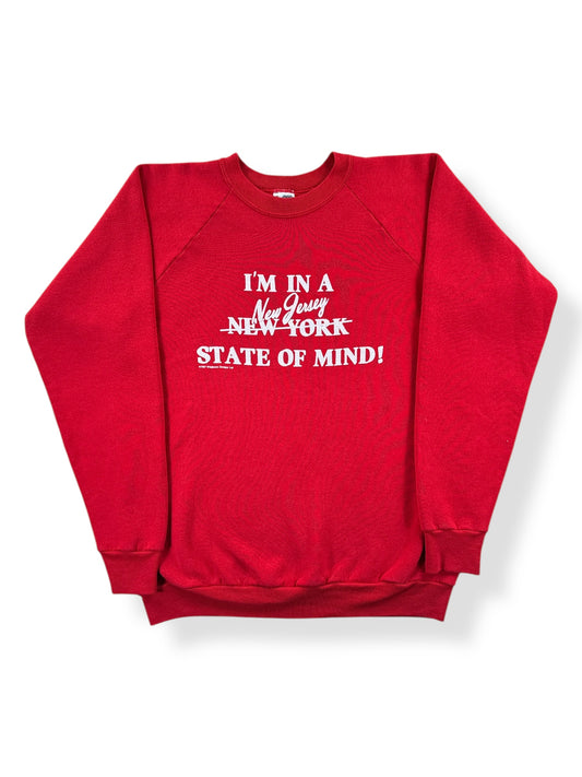 Front of Vintage New Jersey State of Mind Red Crewneck SZ L