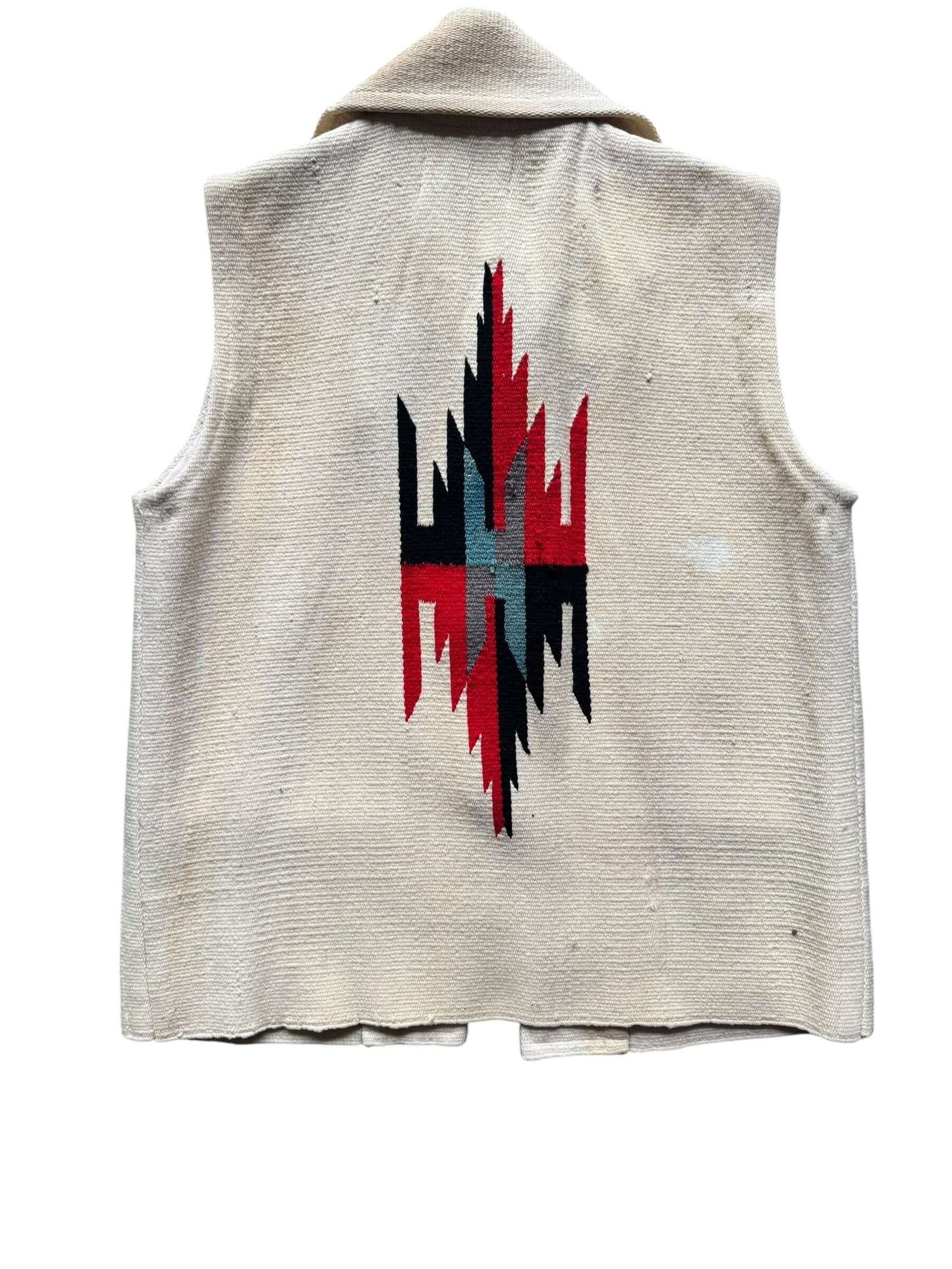 Full back view 1970s Americraft Chimayo Vest L
