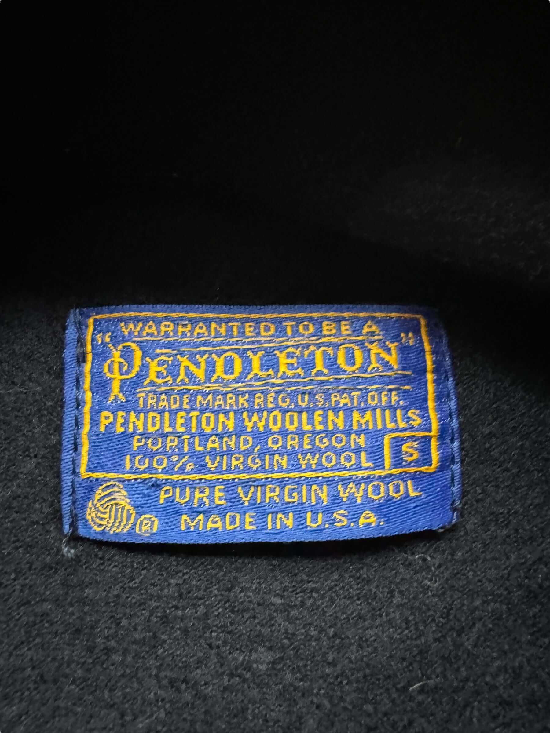 tag on Vintage Pendleton Navy Half-zip Wool Shirt SZ S