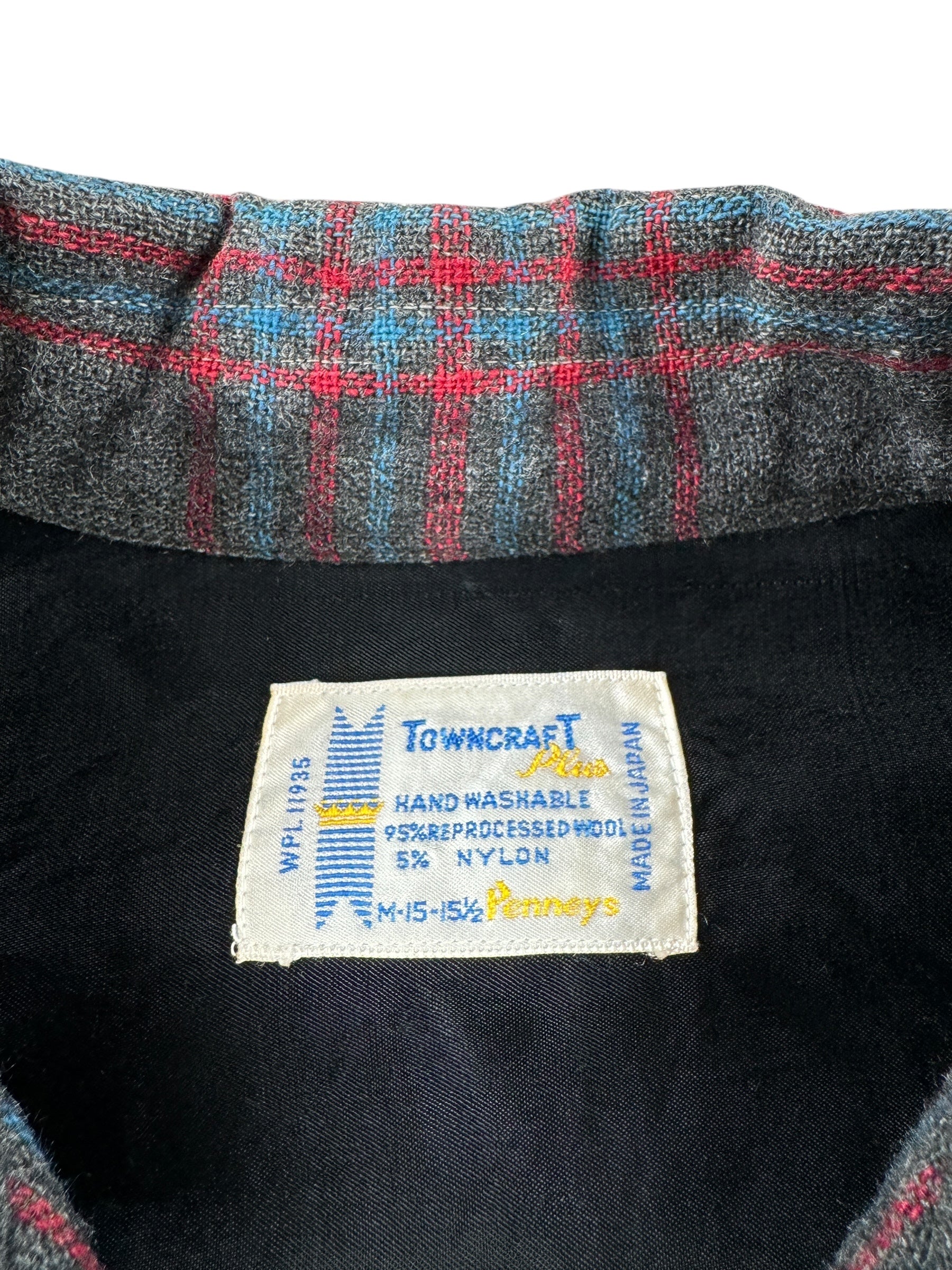 Tag on Vintage Penney's Towncraft Wool Board Shirt SZ S