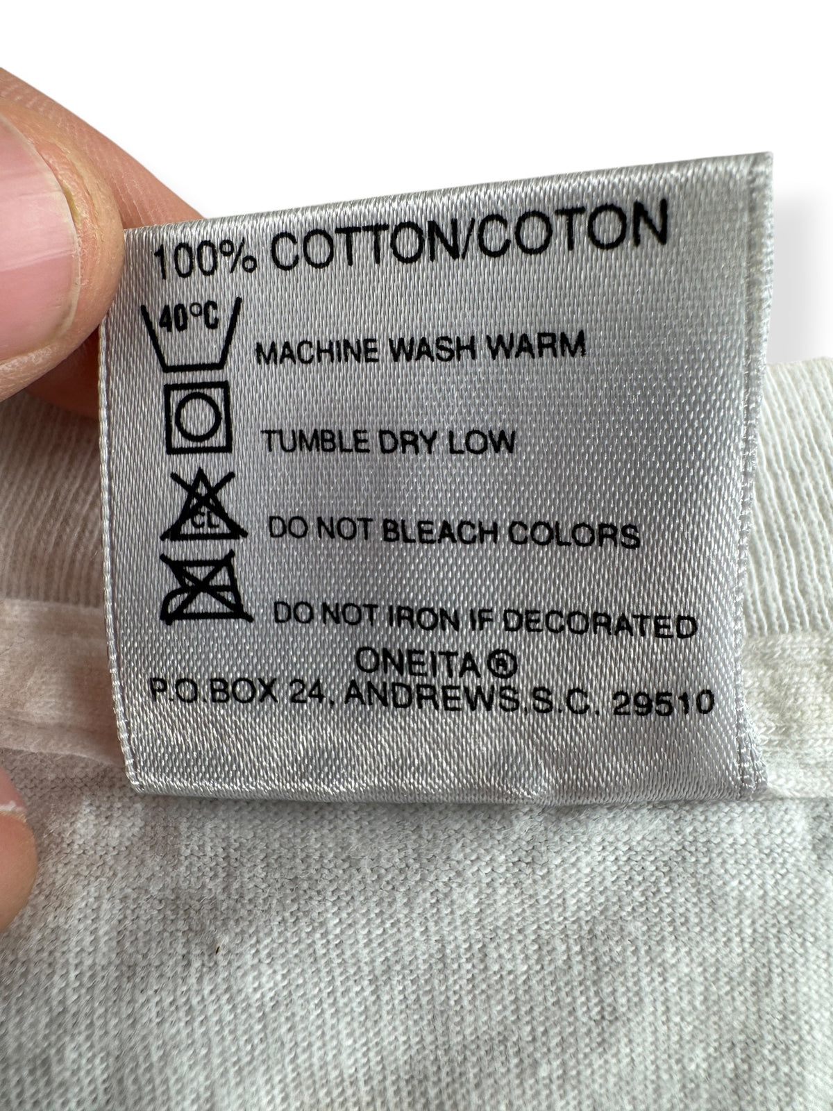 Back of tag on Vintage JP Patches Tee SZ XL