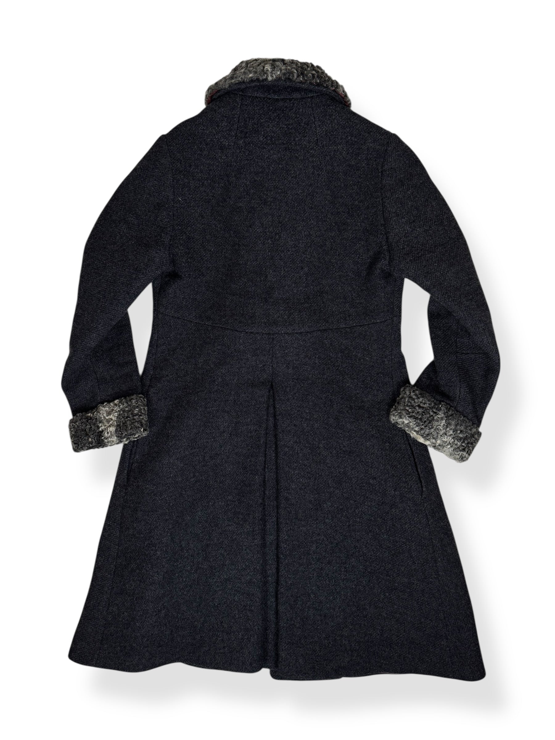 Back view of 1960s Nordstrom's Wool and Lamb's Fur Coat M-L