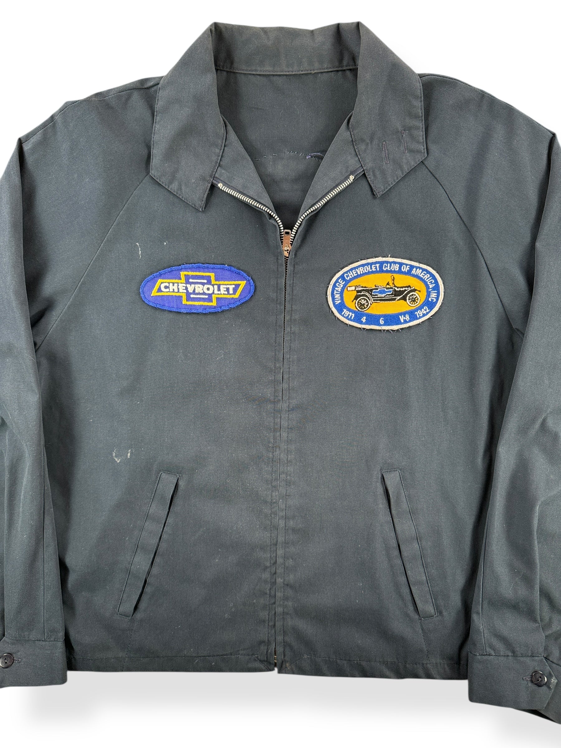 Front Close Up of Vintage Car Club Jacket SZ L