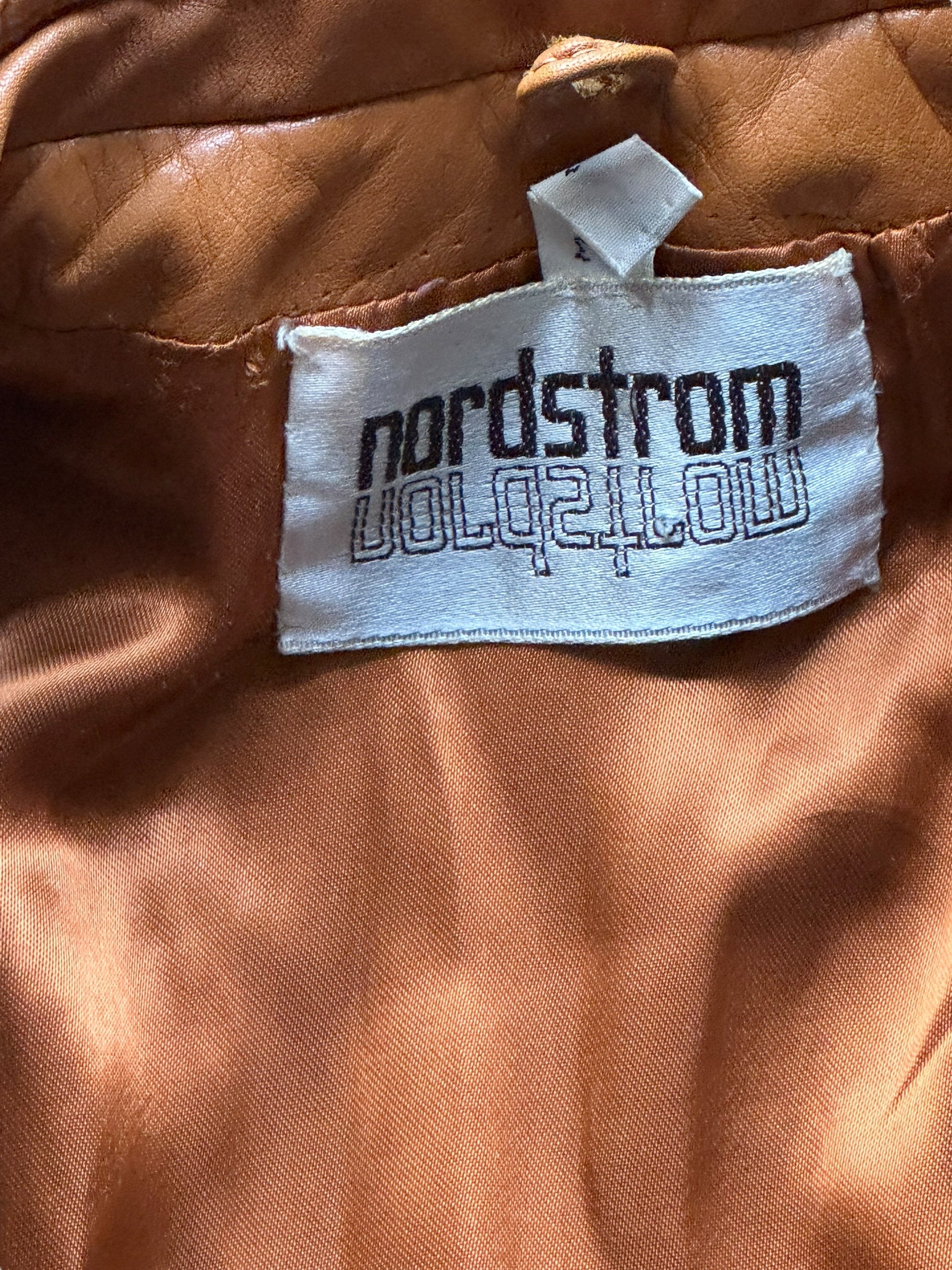 Tag view of 1980s Nordstrom Leather Jacket S