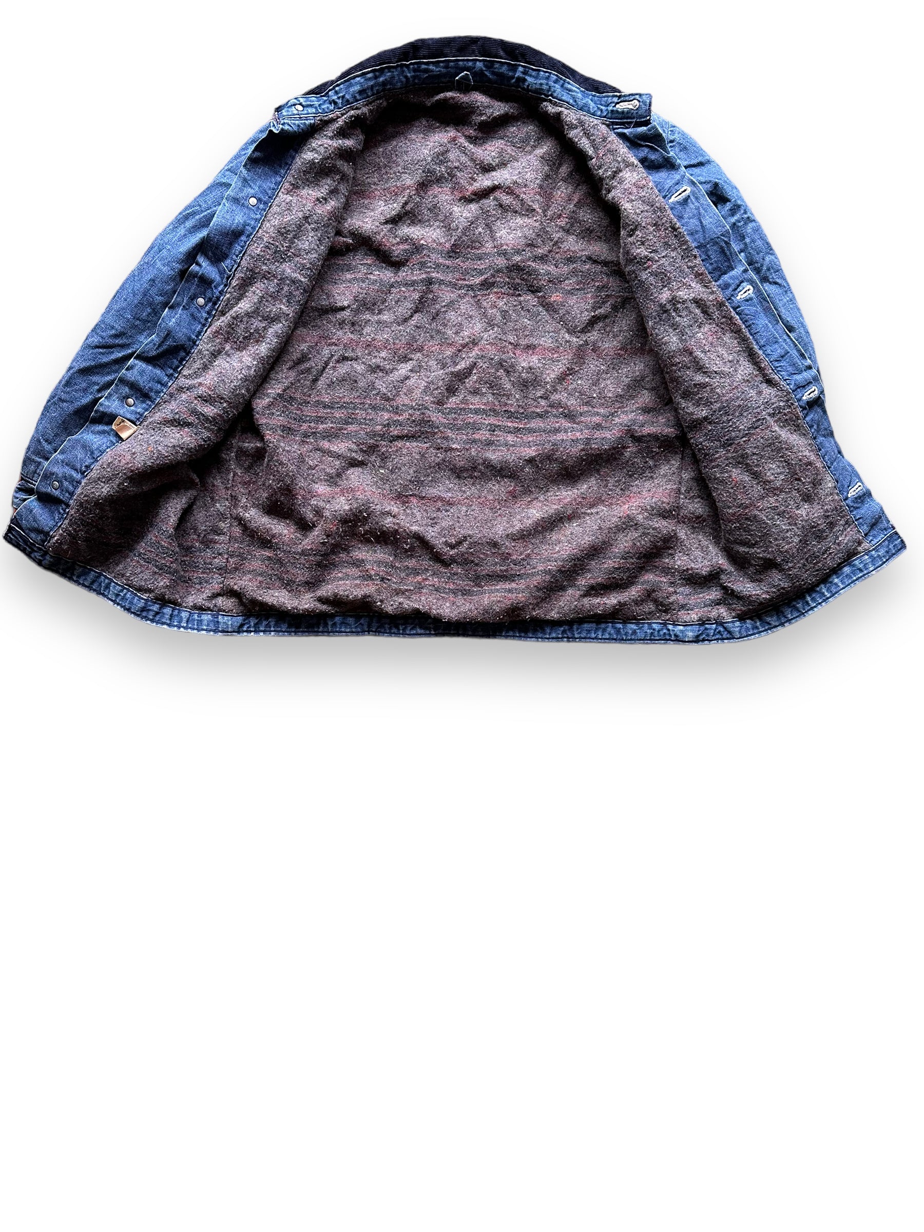 Liner View of Vintage Wrangler Blue Bell Blanket Lined Denim Chore Coat SZ 40 | Vintage Denim Chore Coat | Barn Owl Vintage Seattle