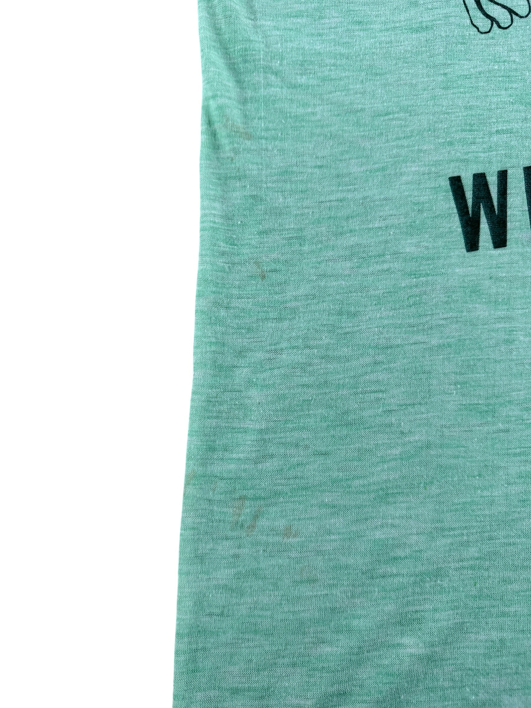 Stains on Vintage Tumwater Wrestling Green Ringer Tee SZ M (Fits S)