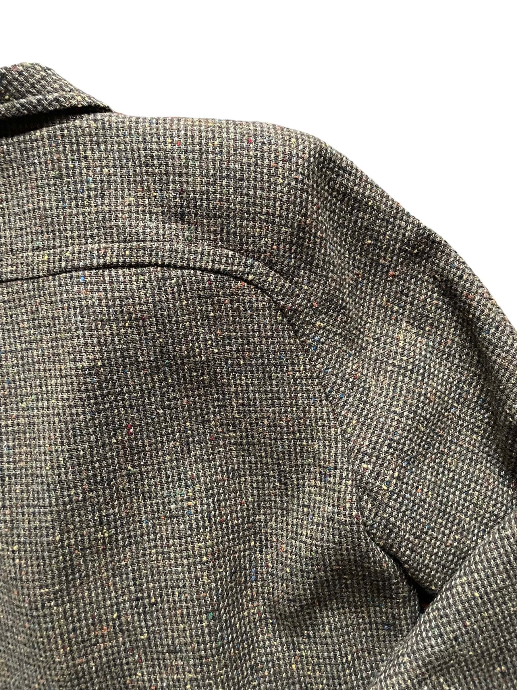 Back right shoulder view of Vintage 1940s Tweed Boxy Blazer SZ L | Seattle True Vintage | Barn Owl Vintage Coats